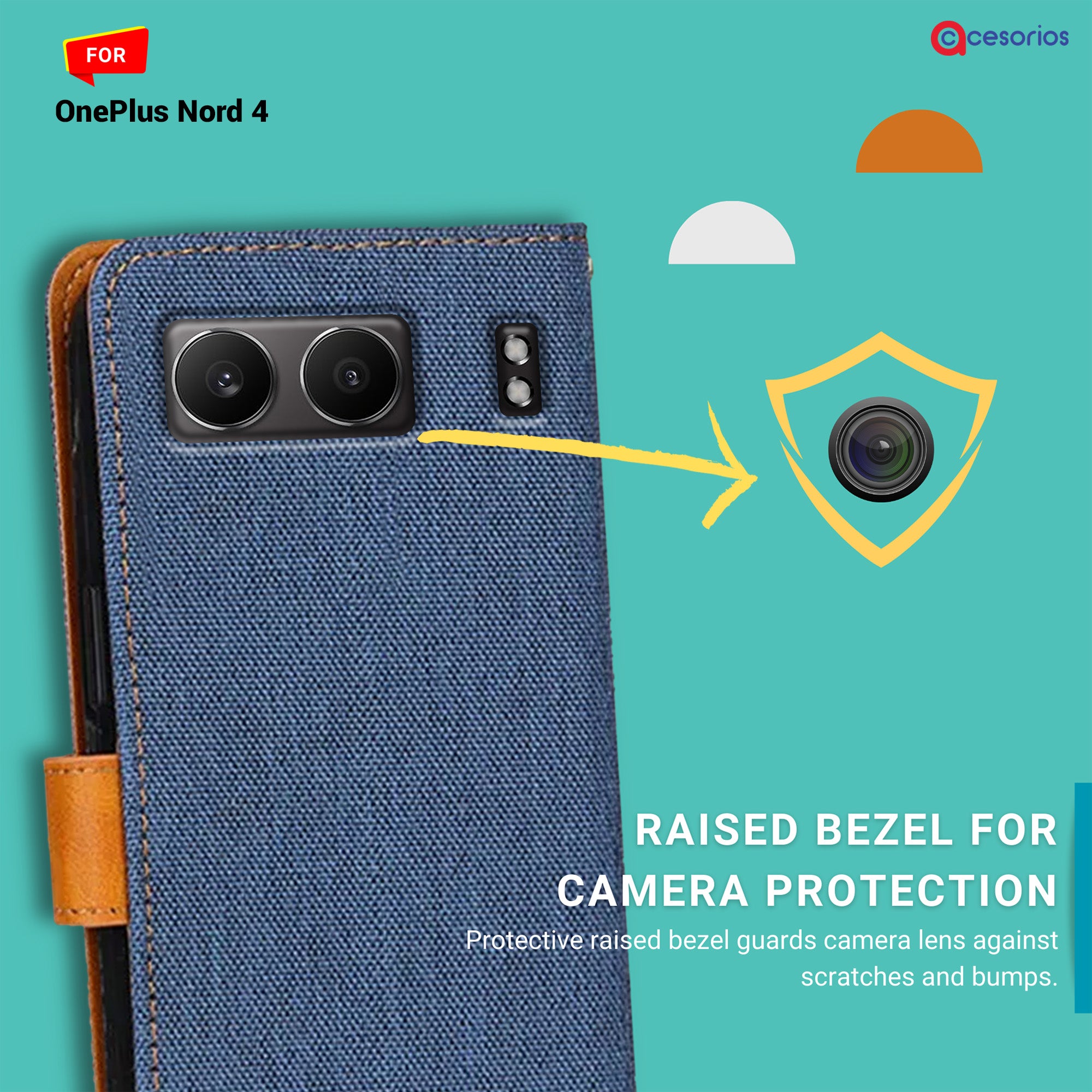Accesorios Oneplus Nord 4 denim flip cover – Blue – Image 2 #color_blue