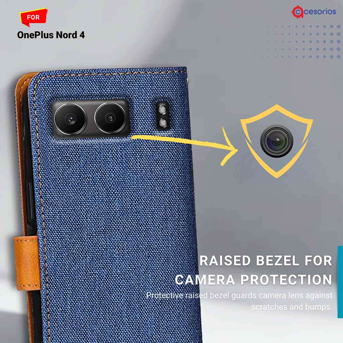 Accesorios Oneplus Nord 4 denim flip cover – Blue – Image 2 #color_