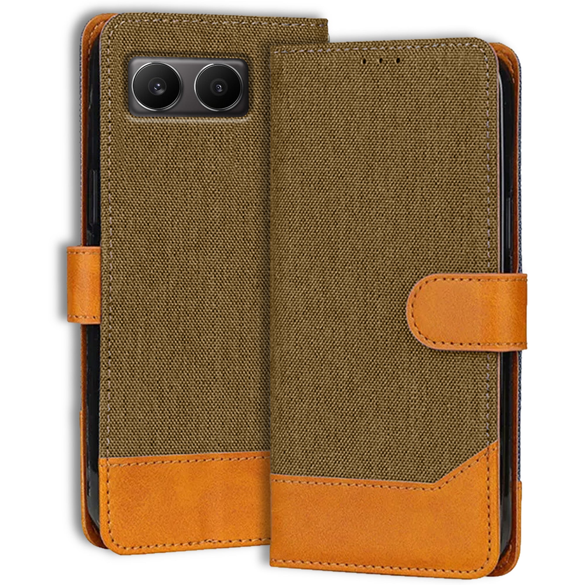 Accesorios Oneplus Nord 4 denim flip cover – Dark Brown – Image 1 #color_dark brown