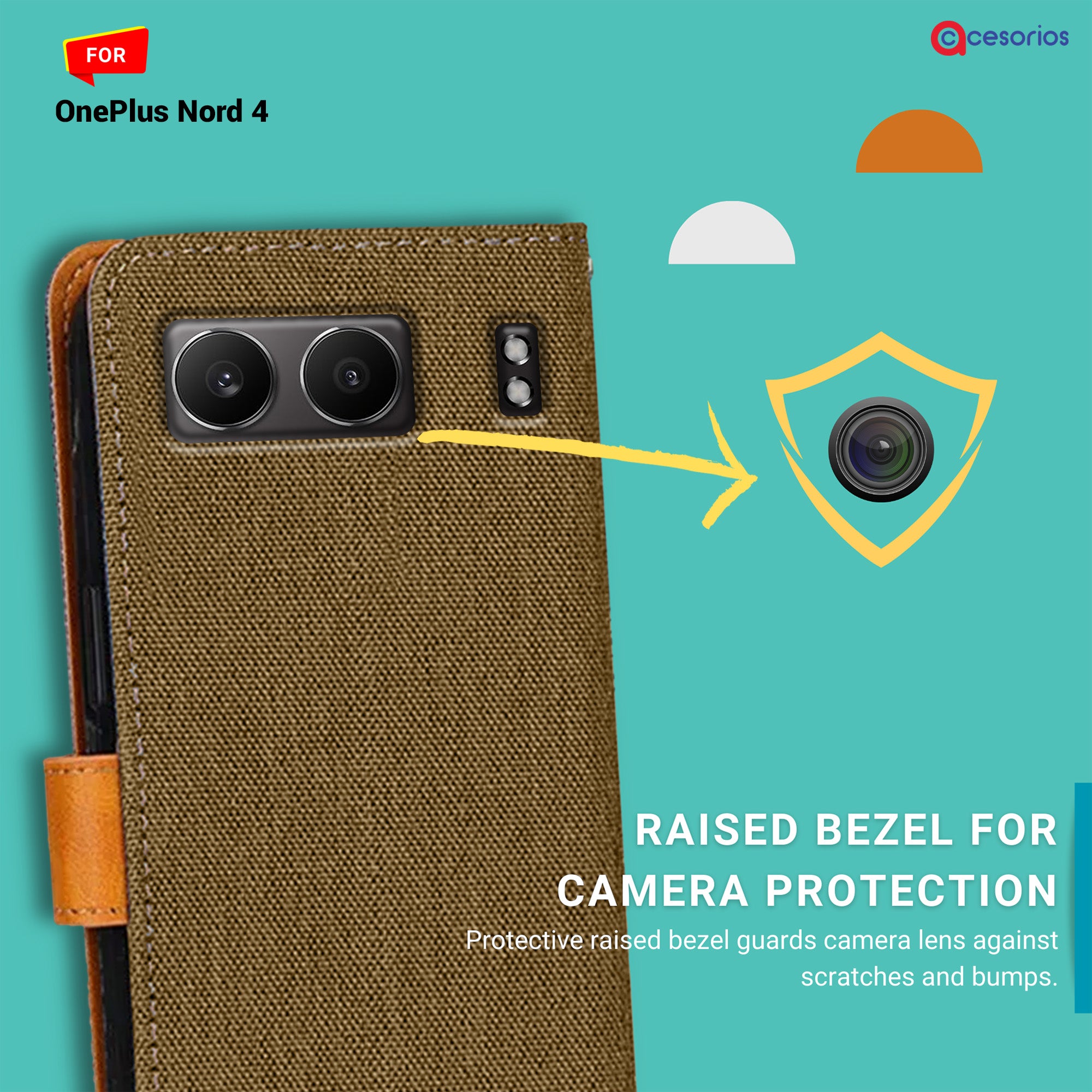 Accesorios Oneplus Nord 4 denim flip cover – Dark Brown – Image 2 #color_dark brown