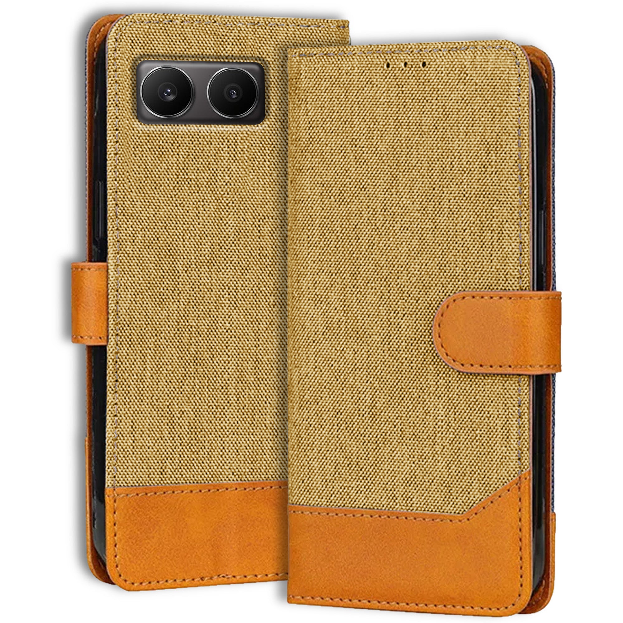 Accesorios Oneplus Nord 4 denim flip cover – Light Brown – Image 1 #color_light brown