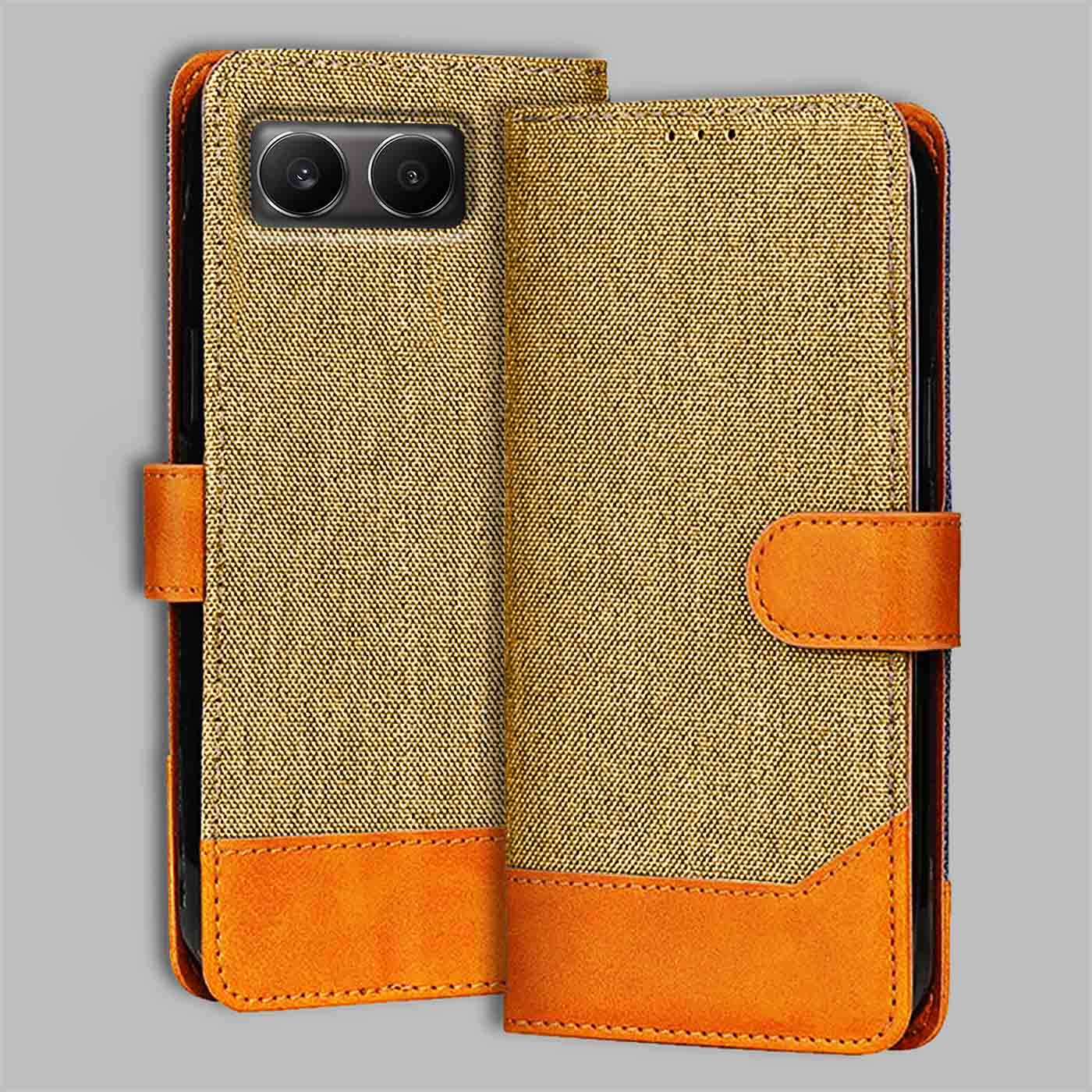 Accesorios Oneplus Nord 4 denim flip cover – Light Brown – Image 1 #color_light b