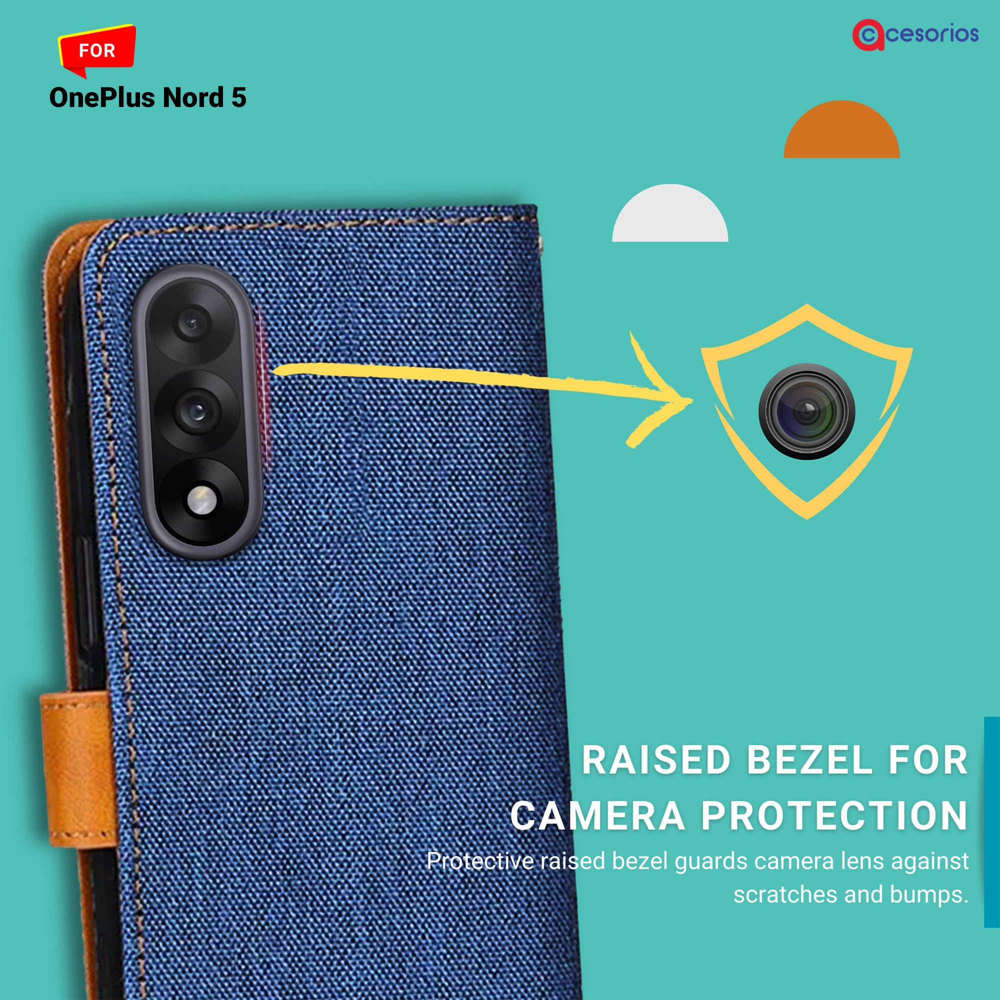 Accesorios Oneplus Nord 5 denim flip cover – Blue – Image 2 #color_blue