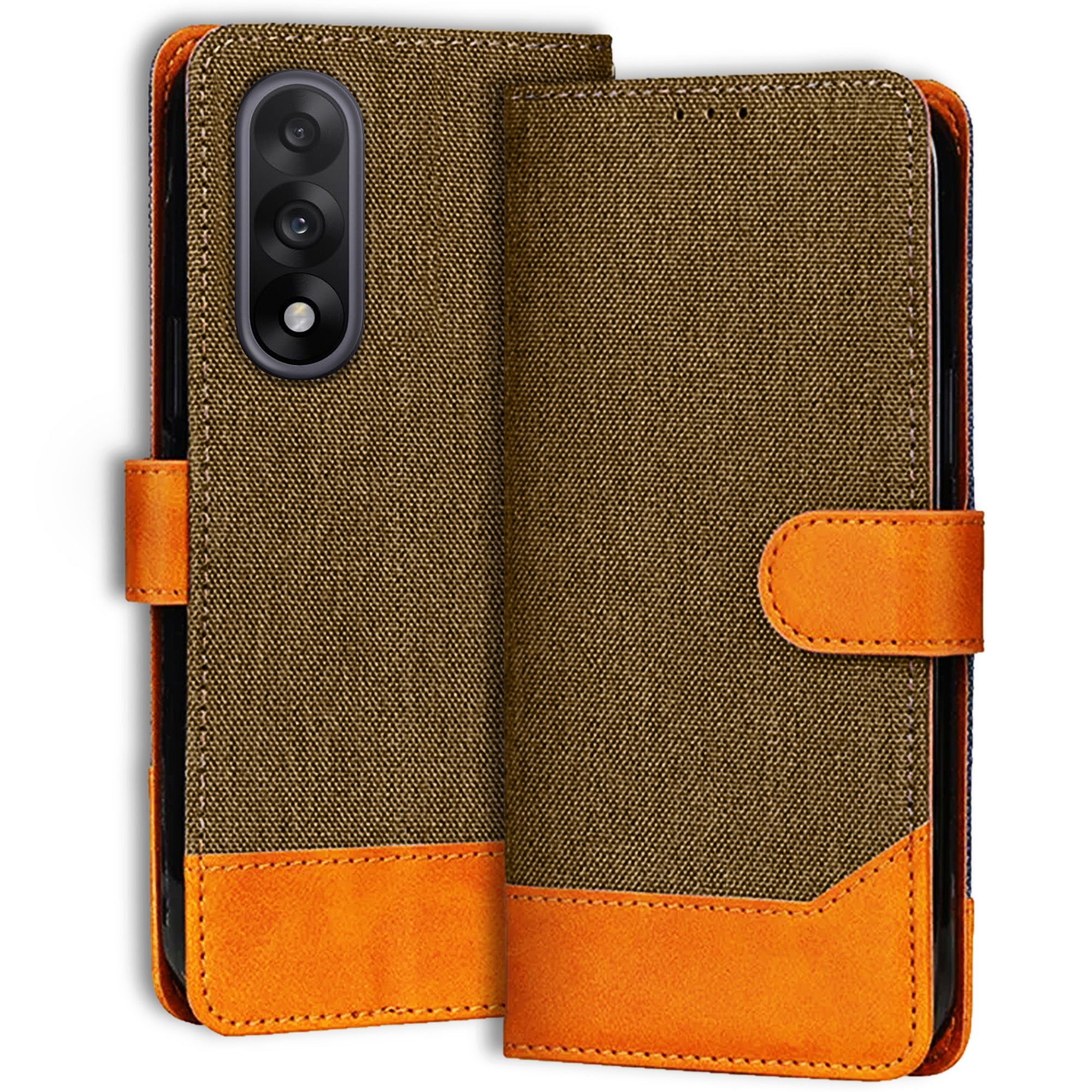 Accesorios Oneplus Nord 5 denim flip cover – Dark Brown – Image 1 #color_dark brown