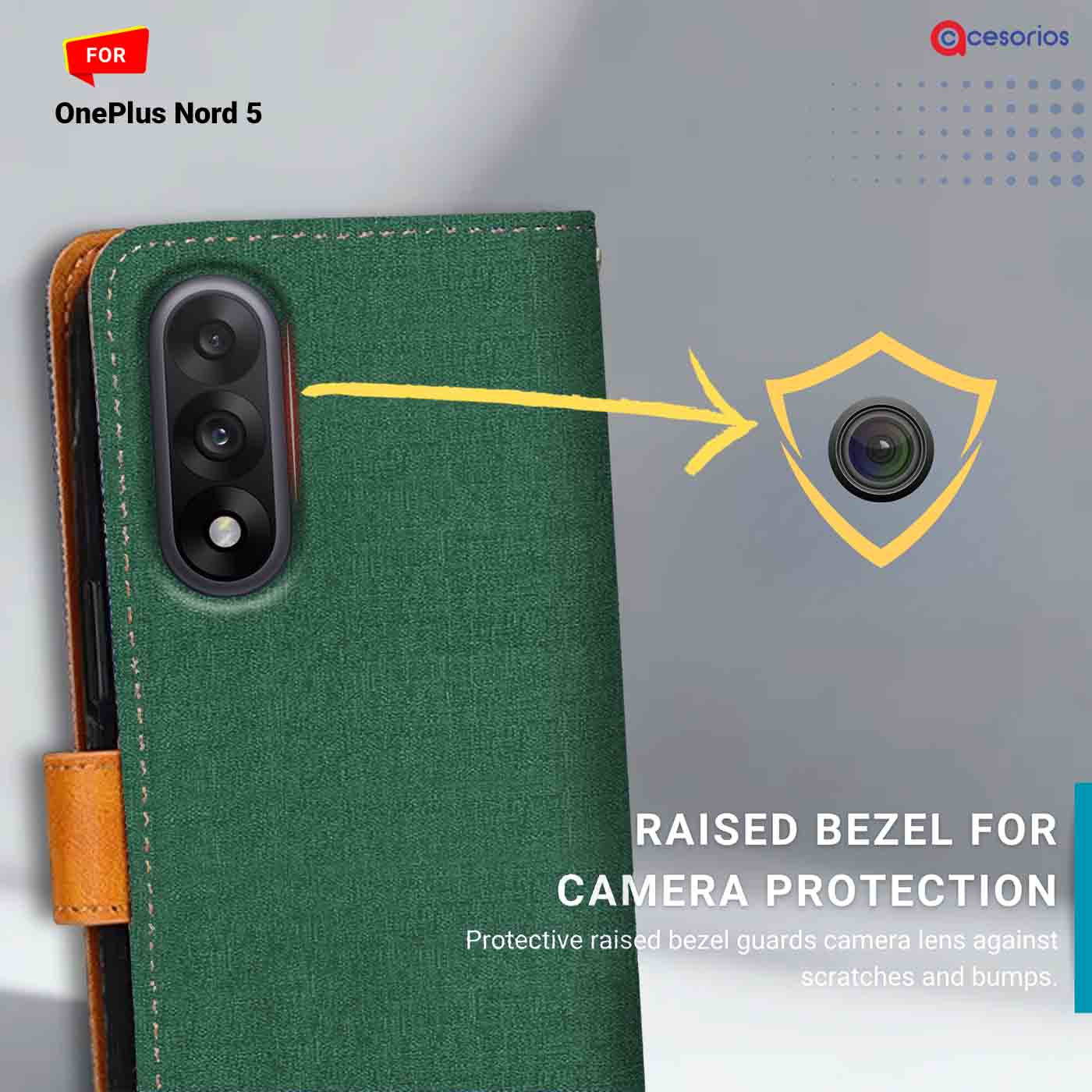 Accesorios Oneplus Nord 5 denim flip cover – Green – Image 2 #color_g