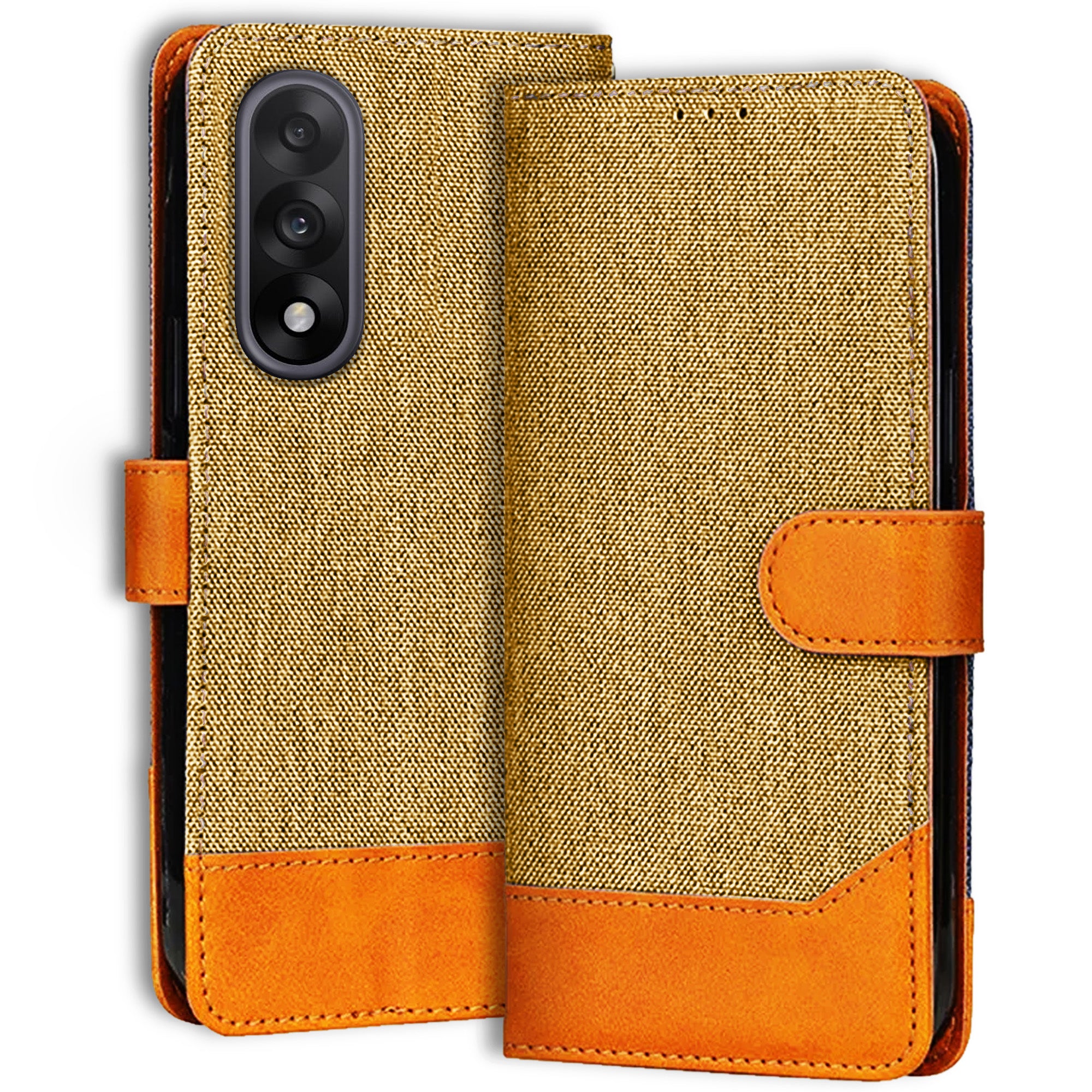 Accesorios Oneplus Nord 5 denim flip cover – Light Brown – Image 1 #color_light brown