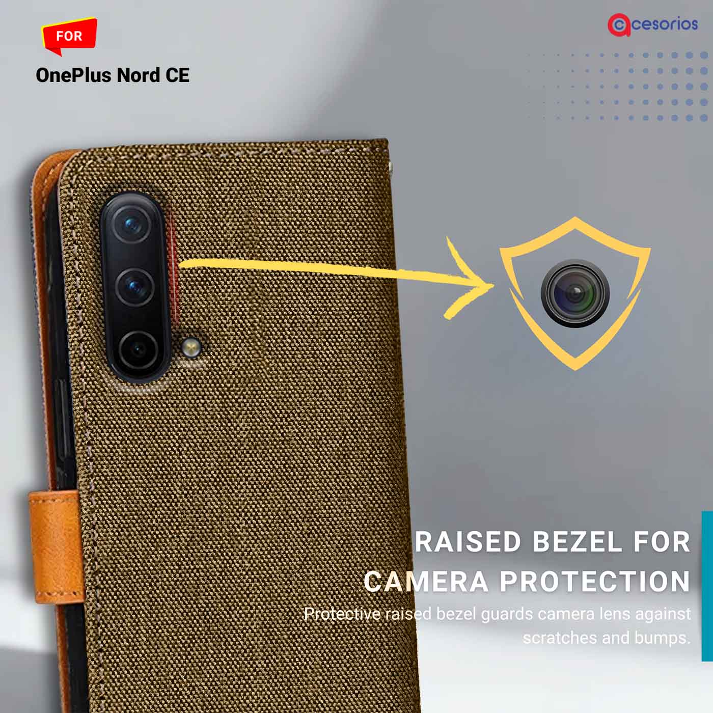 Accesorios Oneplus Nord Ce denim flip cover – Dark Brown – Image 2 #color_dark b