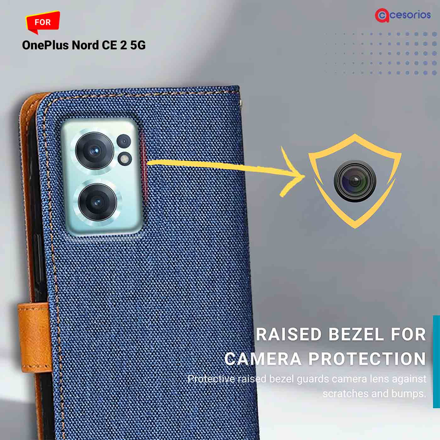 Accesorios Oneplus Nord Ce 2 5G denim flip cover – Blue – Image 2 #color_