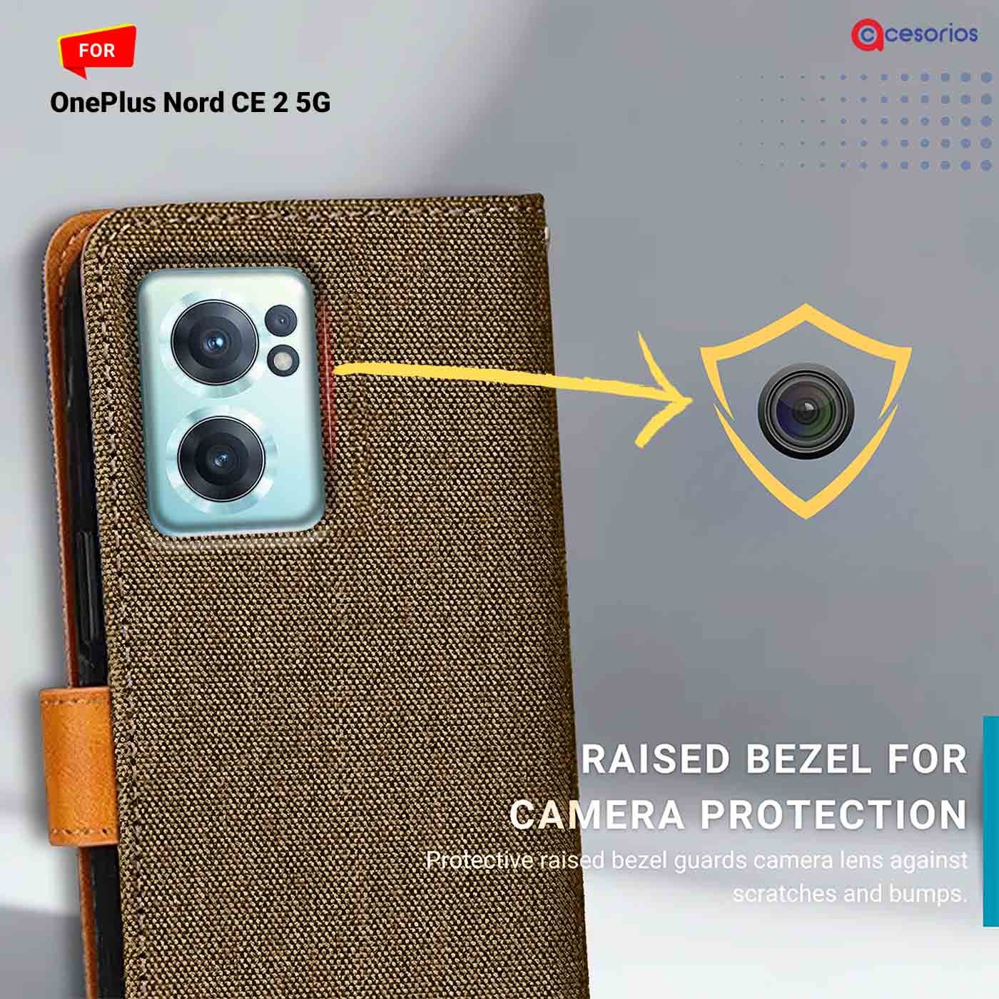 Denim & Leather back panel — OnePlus Nord CE 2 5G in Dark Brown mobile case