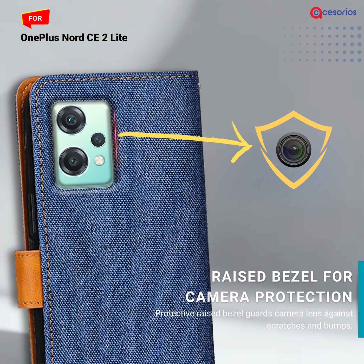 Accesorios Oneplus Nord Ce 2 Lite denim flip cover – Blue – Image 2 #color_