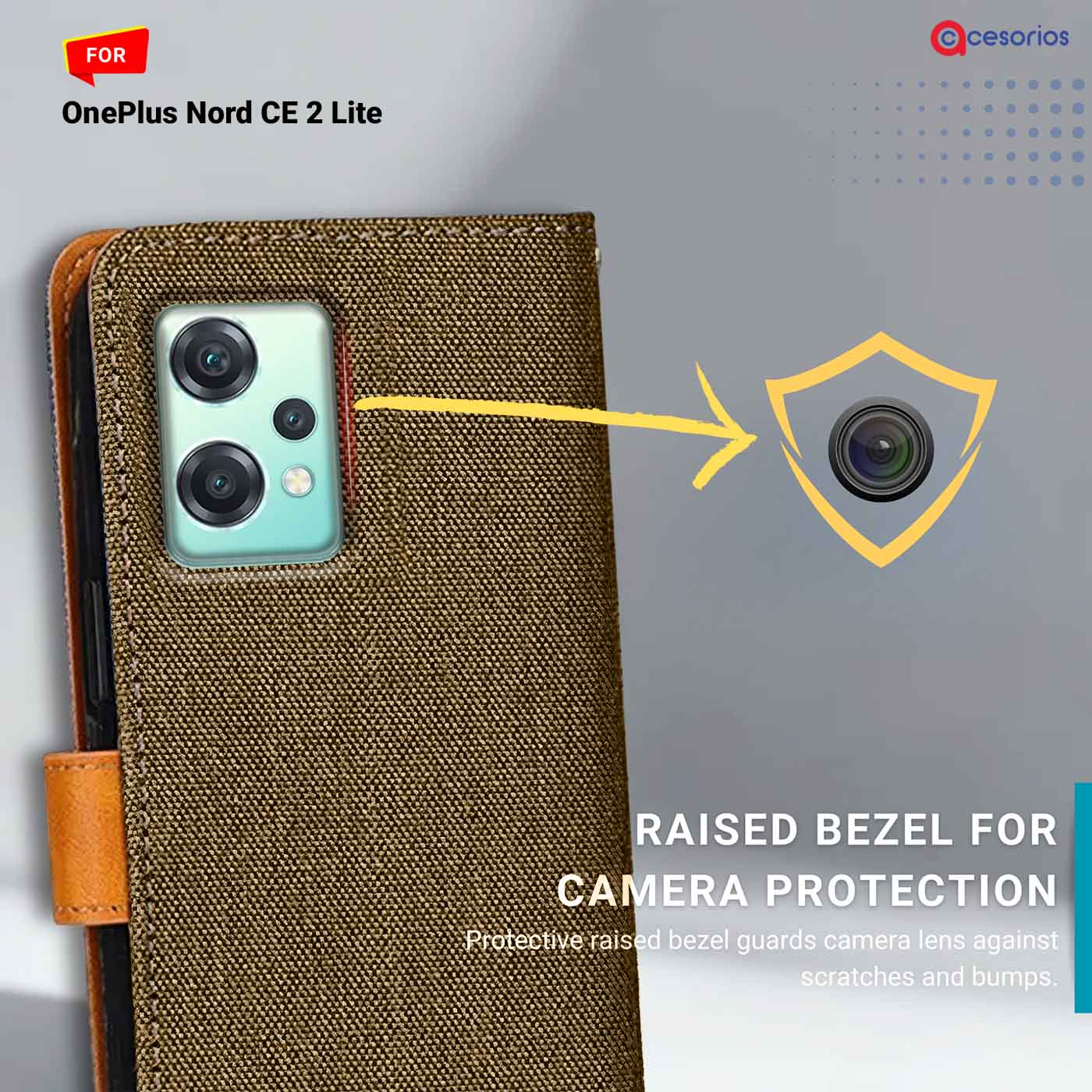 Accesorios Oneplus Nord Ce 2 Lite denim flip cover – Dark Brown – Image 2 #color_dark b