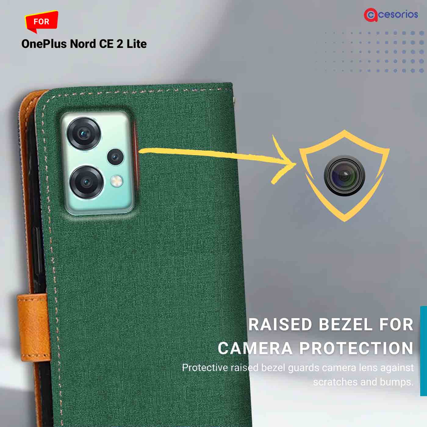 Accesorios Oneplus Nord Ce 2 Lite denim flip cover – Green – Image 2 #color_g
