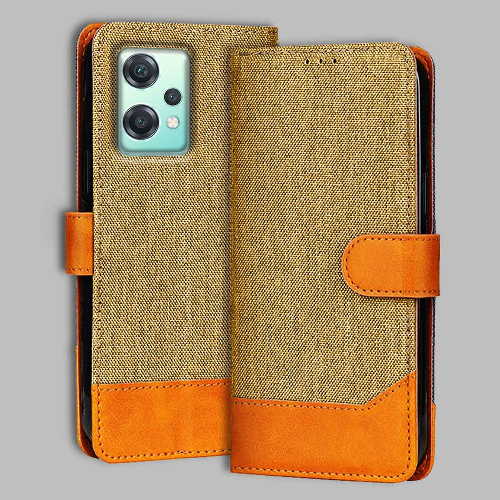 OnePlus Nord CE 2 Lite flip cover in Light Brown — front view by Accesorios