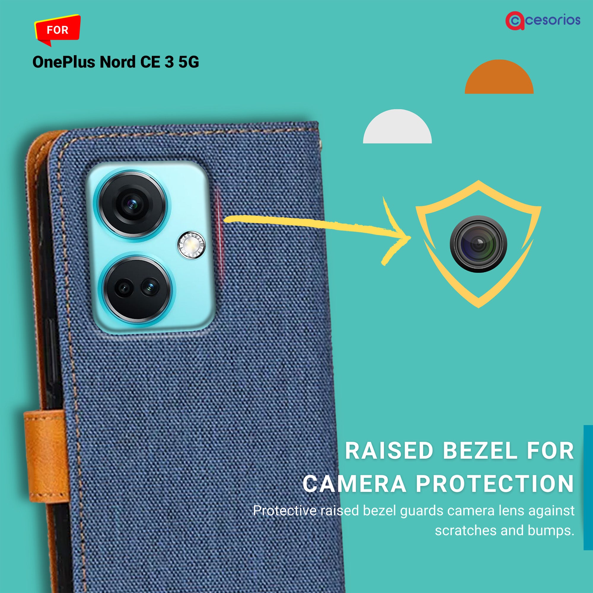 Accesorios Oneplus Nord Ce 3 5G denim flip cover – Blue – Image 2 #color_blue