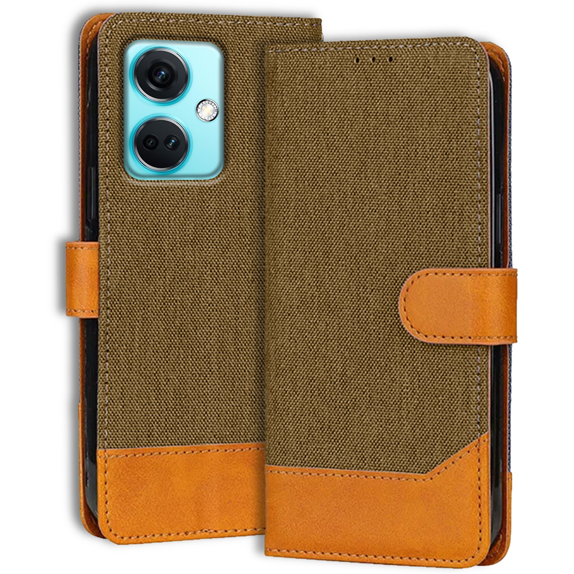 Accesorios Oneplus Nord Ce 3 5G denim flip cover – Dark Brown – Image 1 #color_dark brown