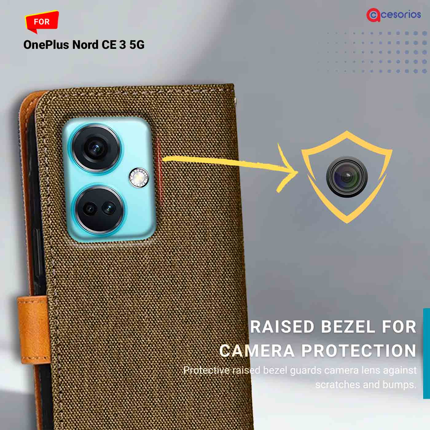 Denim & Leather back panel — OnePlus Nord CE 3 5G in Dark Brown mobile case