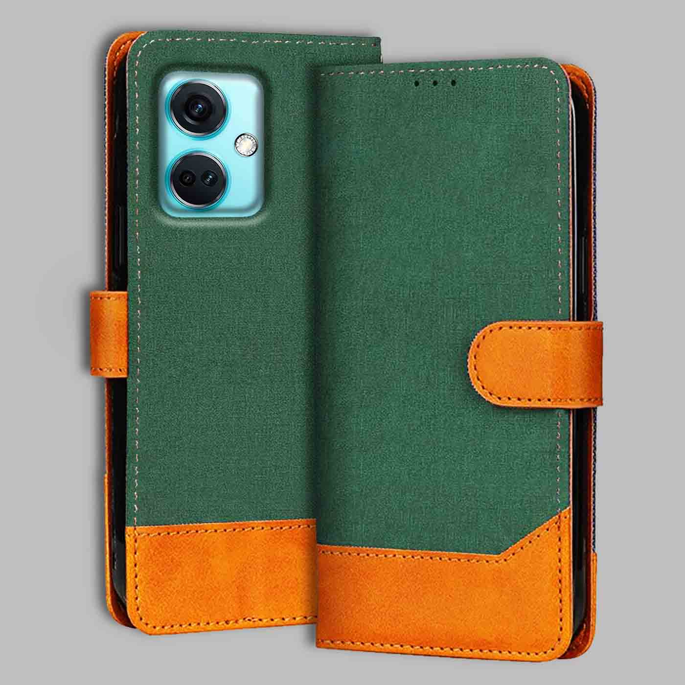OnePlus Nord CE 3 5G flip cover in Green — front view by Accesorios