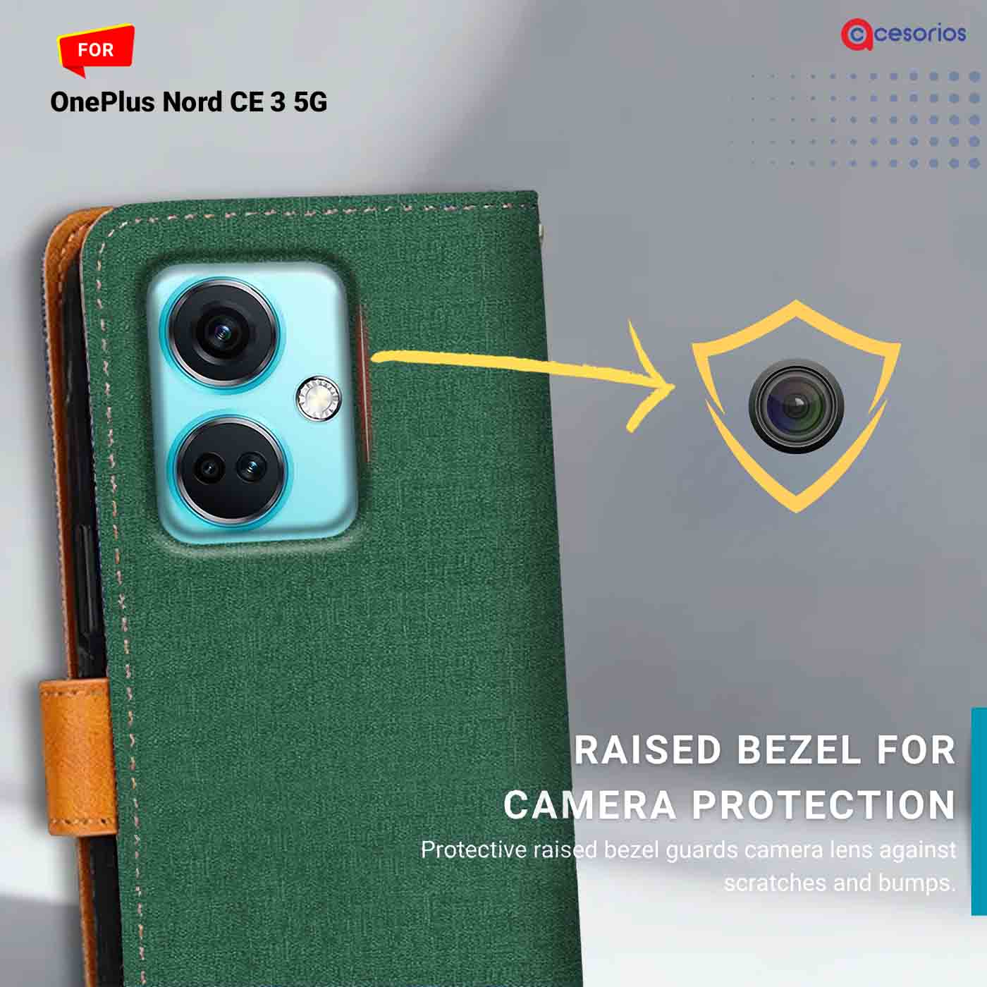 Accesorios Oneplus Nord Ce 3 5G denim flip cover – Green – Image 2 #color_g