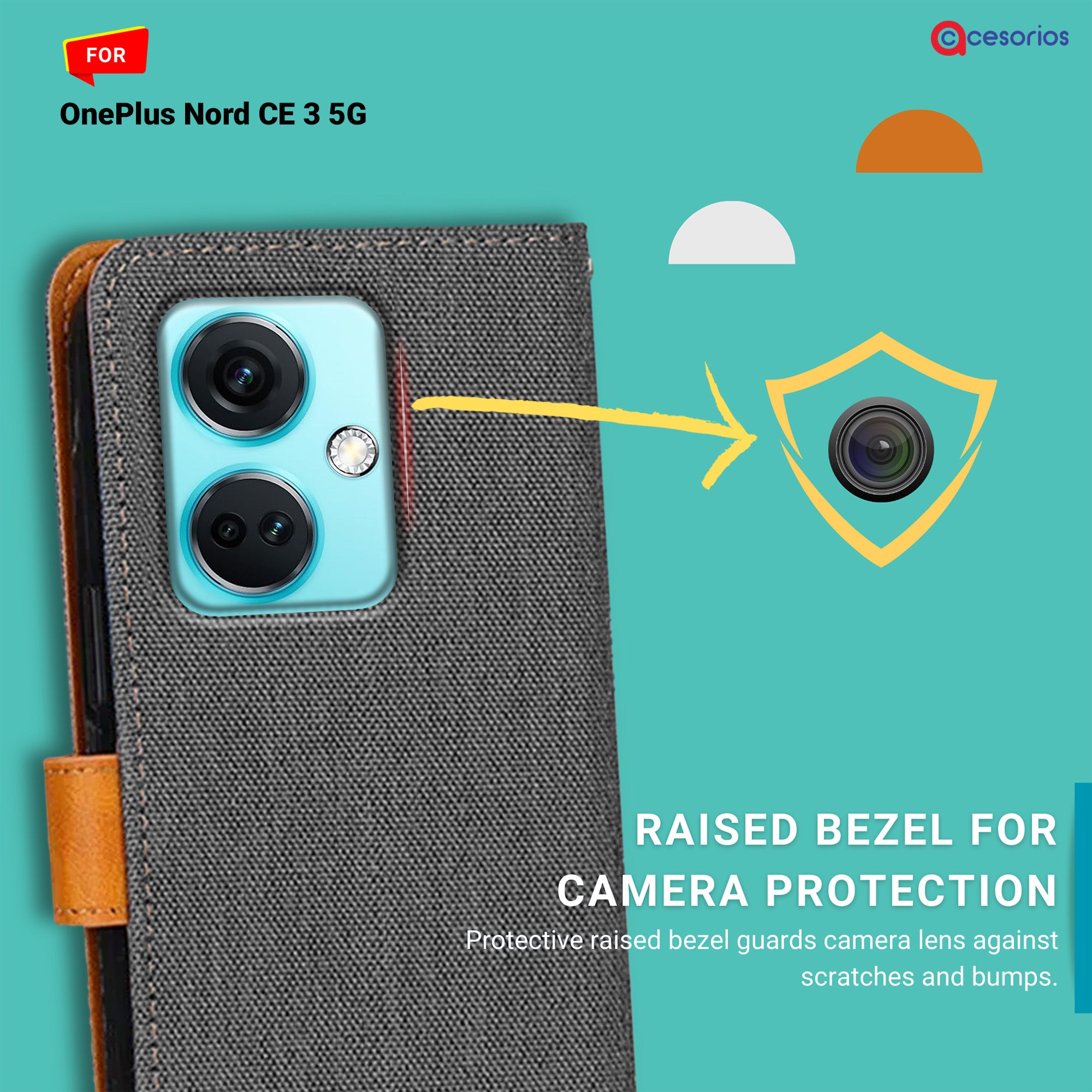 Accesorios Oneplus Nord Ce 3 5G denim flip cover – Grey – Image 2 #color_grey