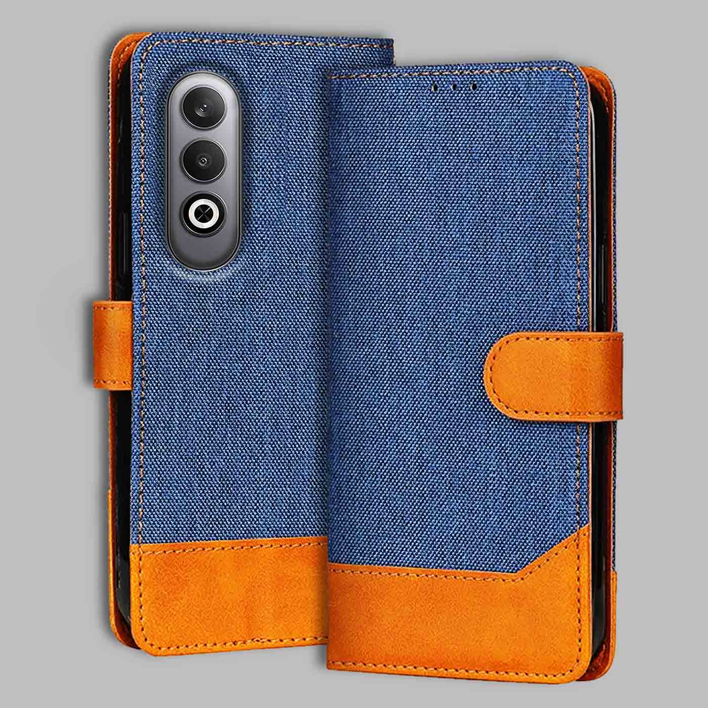 OnePlus Nord CE 4 Denim flip cover in Midnight Blue — front view by Accesorios
