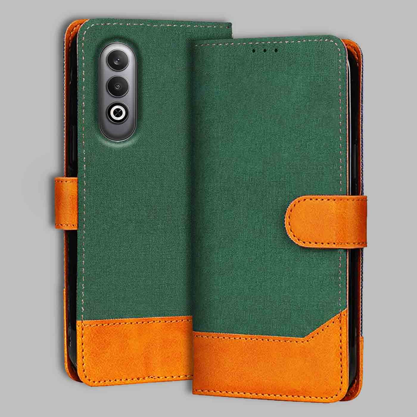 OnePlus Nord CE 4 flip cover in Green — front view by Accesorios