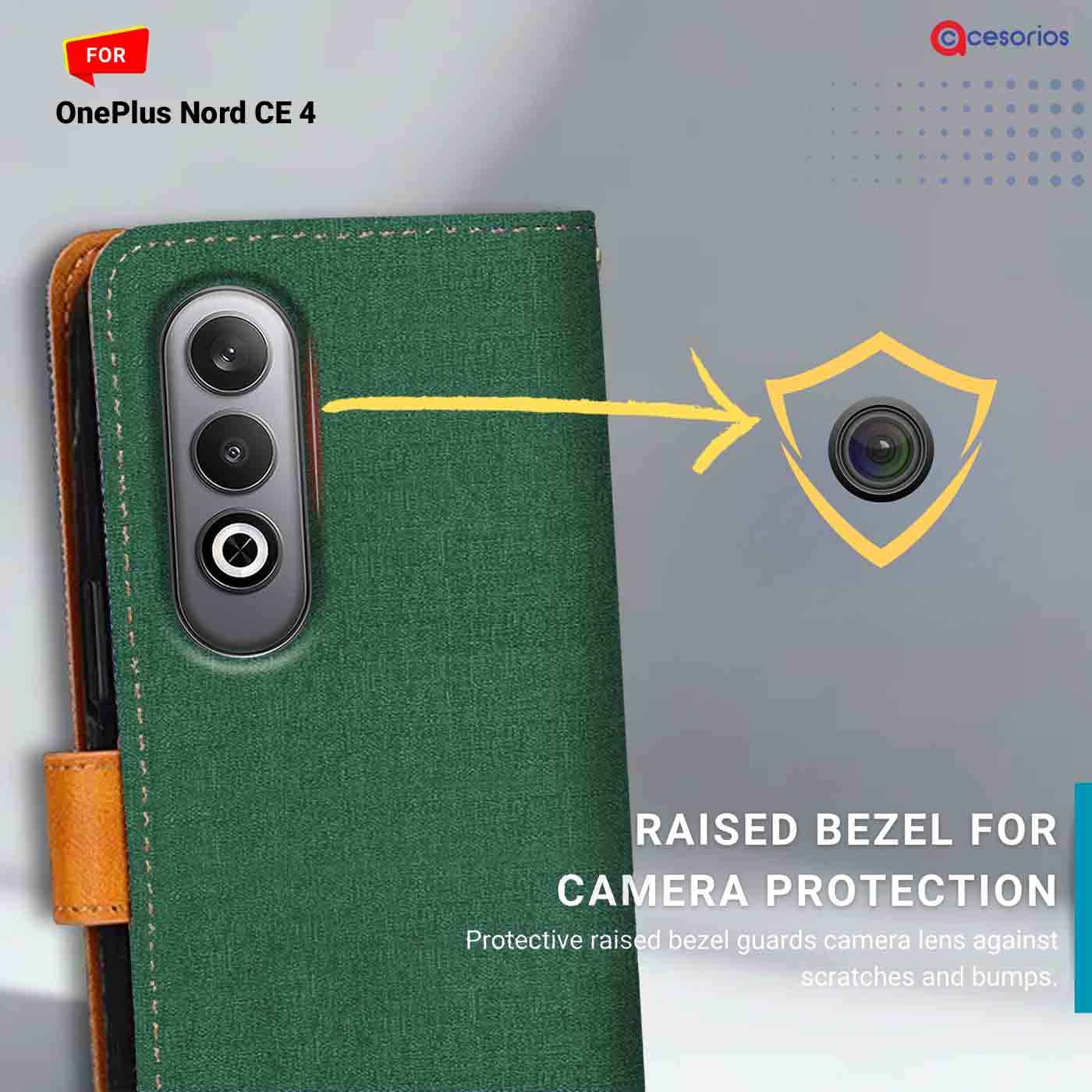 Accesorios Oneplus Nord Ce 4 denim flip cover – Green – Image 2 #color_g