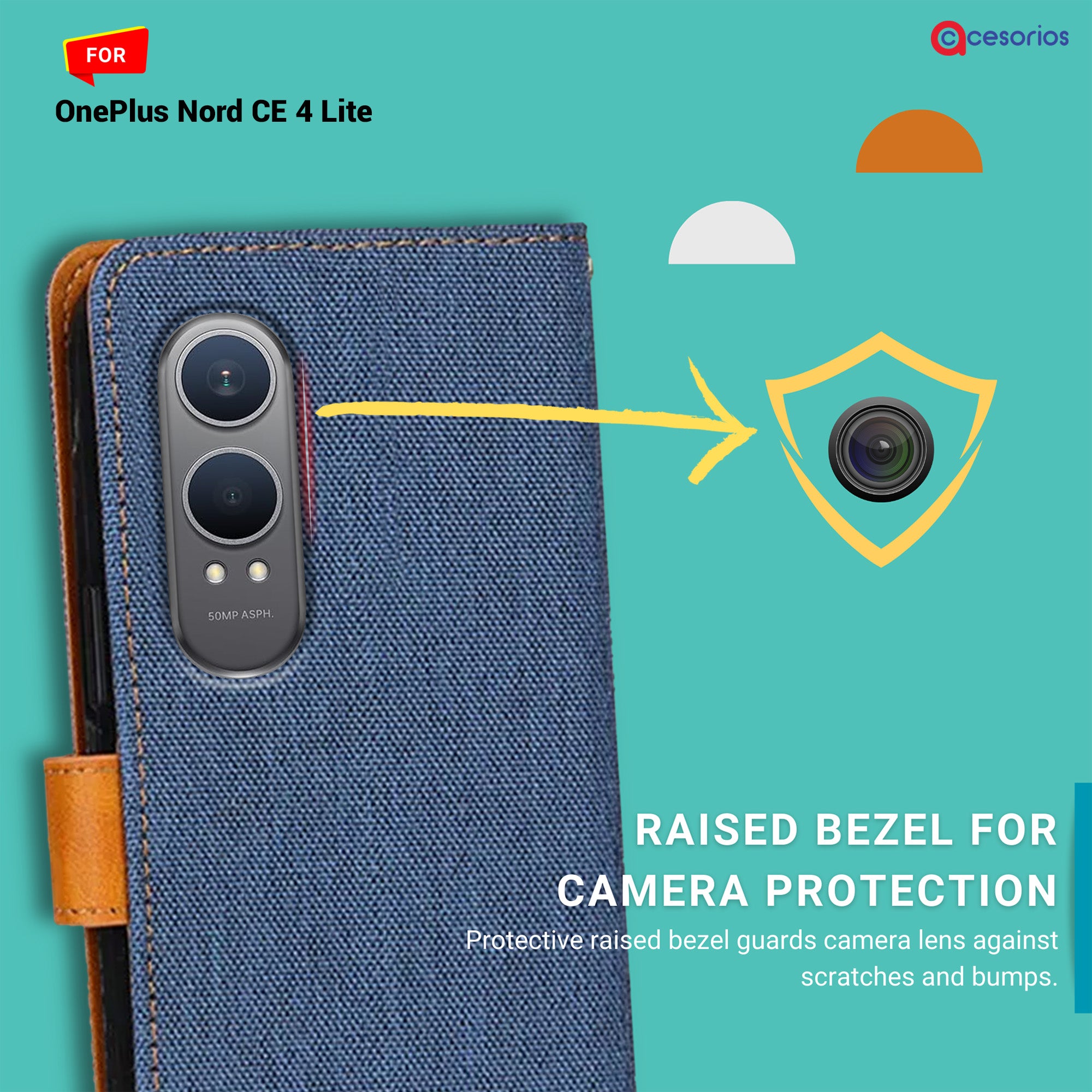 Accesorios Oneplus Nord Ce 4 Lite denim flip cover – Blue – Image 2 #color_blue