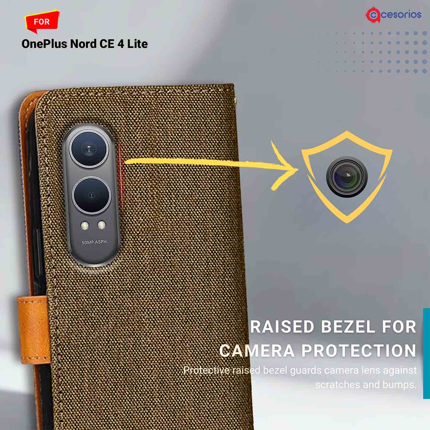 Accesorios Oneplus Nord Ce 4 Lite denim flip cover – Dark Brown – Image 2 #color_dark b