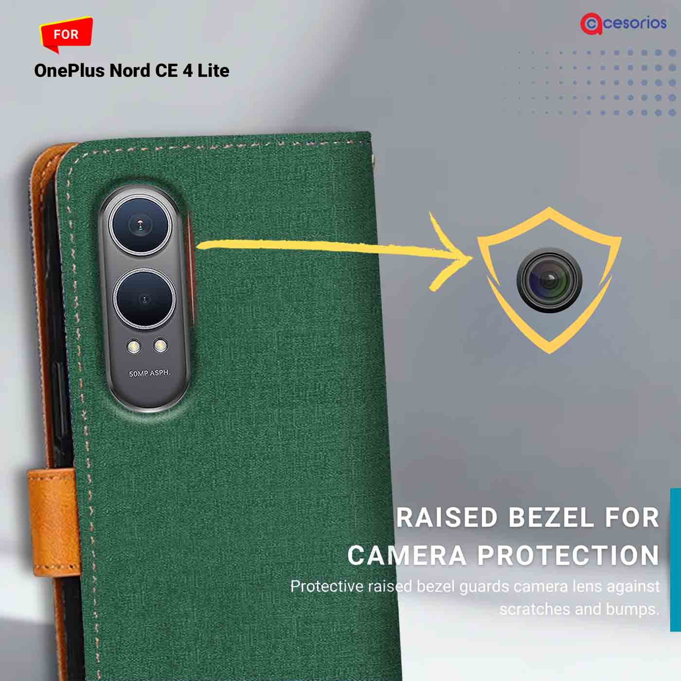 Canvas & Suede back panel — OnePlus Nord CE 4 Lite in Green mobile case