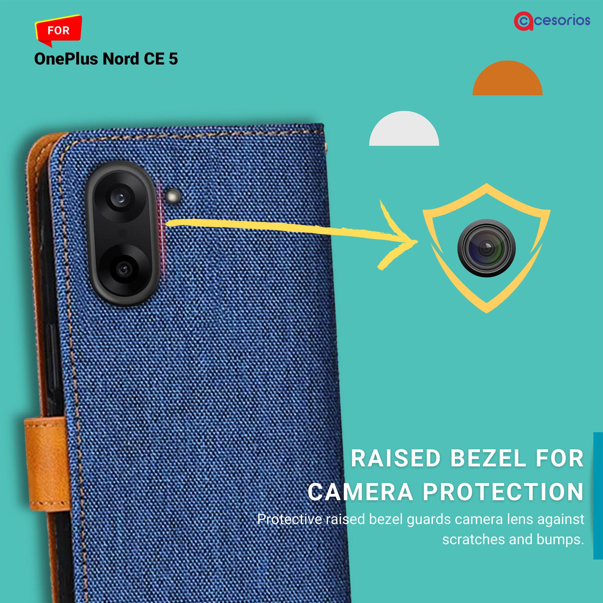 Accesorios Oneplus Nord Ce 5 denim flip cover – Blue – Image 2 #color_blue