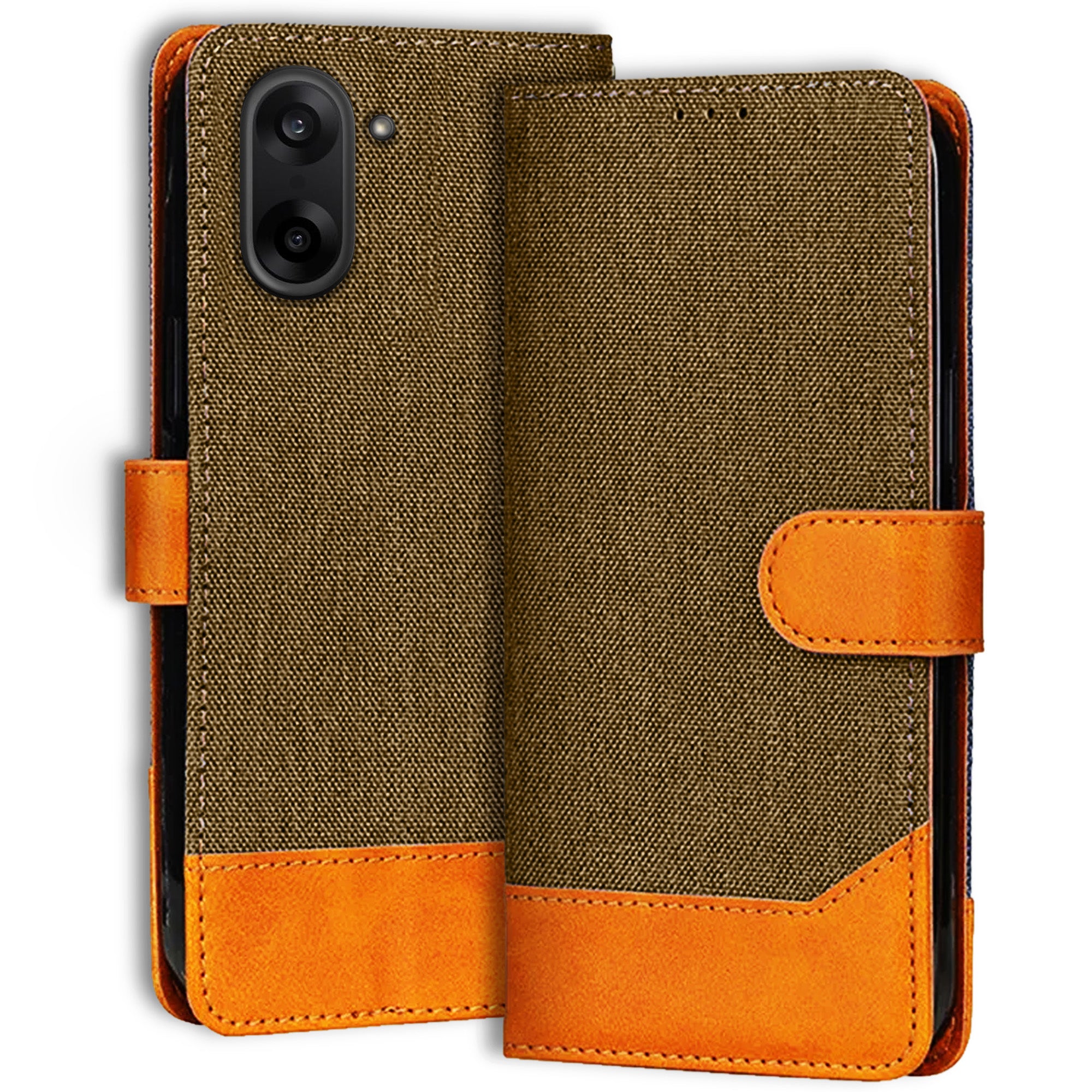 Accesorios Oneplus Nord Ce 5 denim flip cover – Dark Brown – Image 1 #color_dark brown