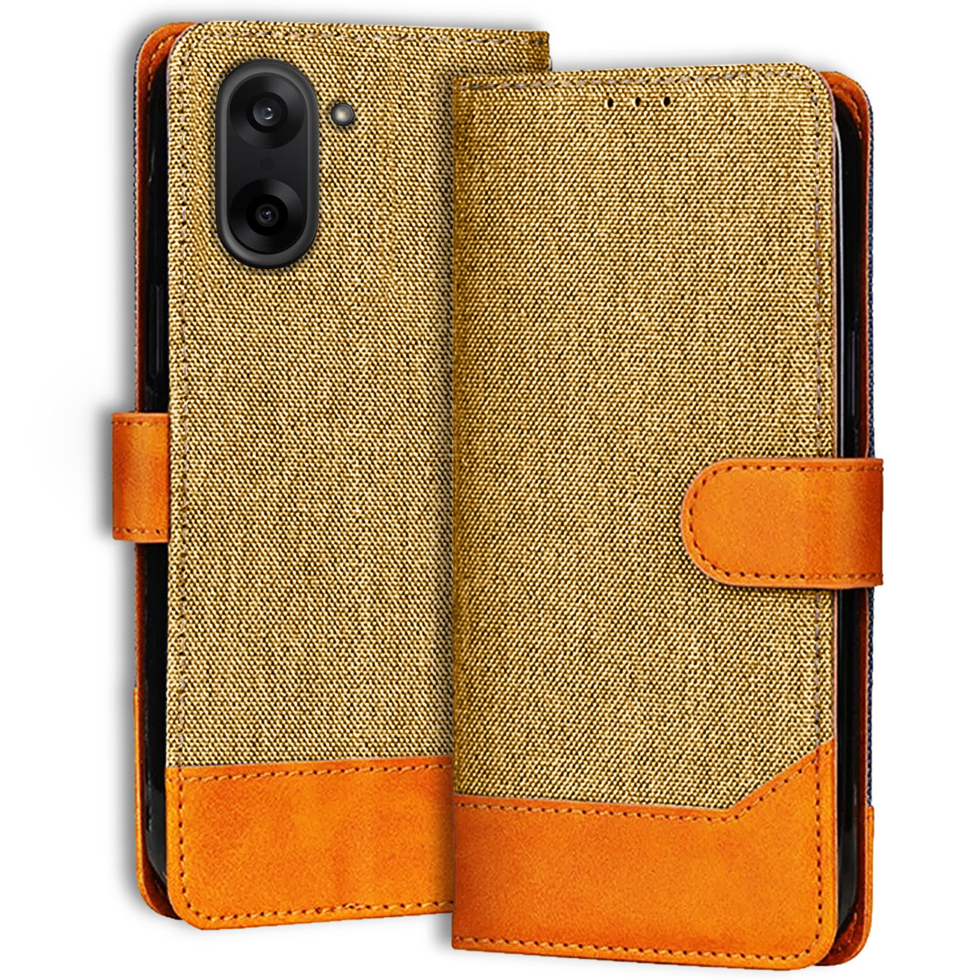 Accesorios Oneplus Nord Ce 5 denim flip cover – Light Brown – Image 1 #color_light brown