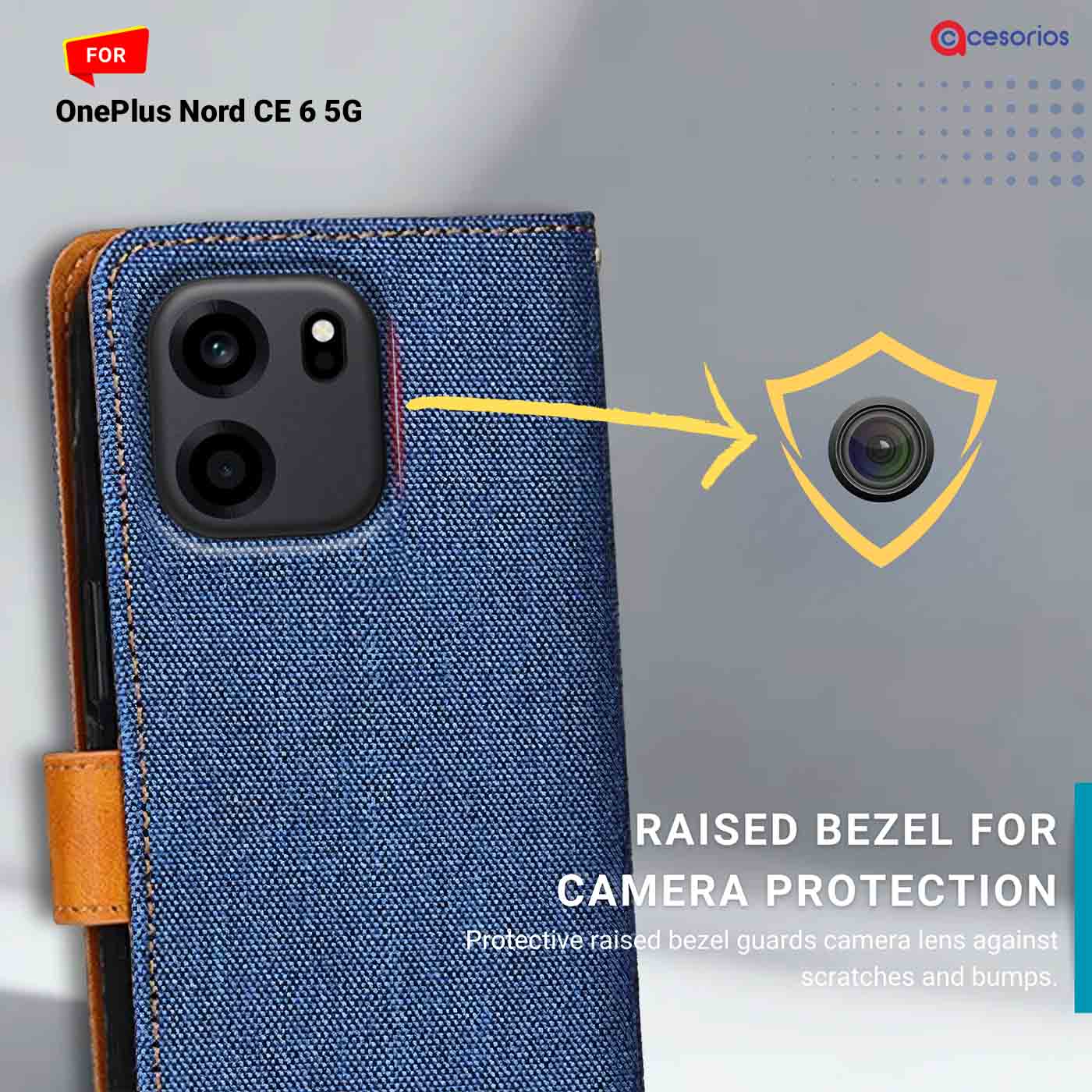 Denim & Leather back panel — OnePlus Nord CE 6 5G in Blue mobile case