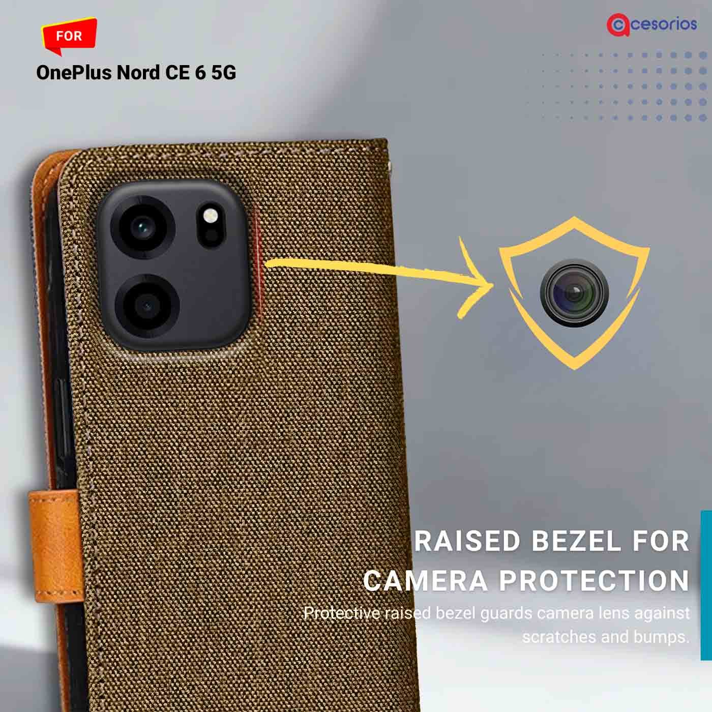 Denim & Leather back panel — OnePlus Nord CE 6 5G in Brown mobile case