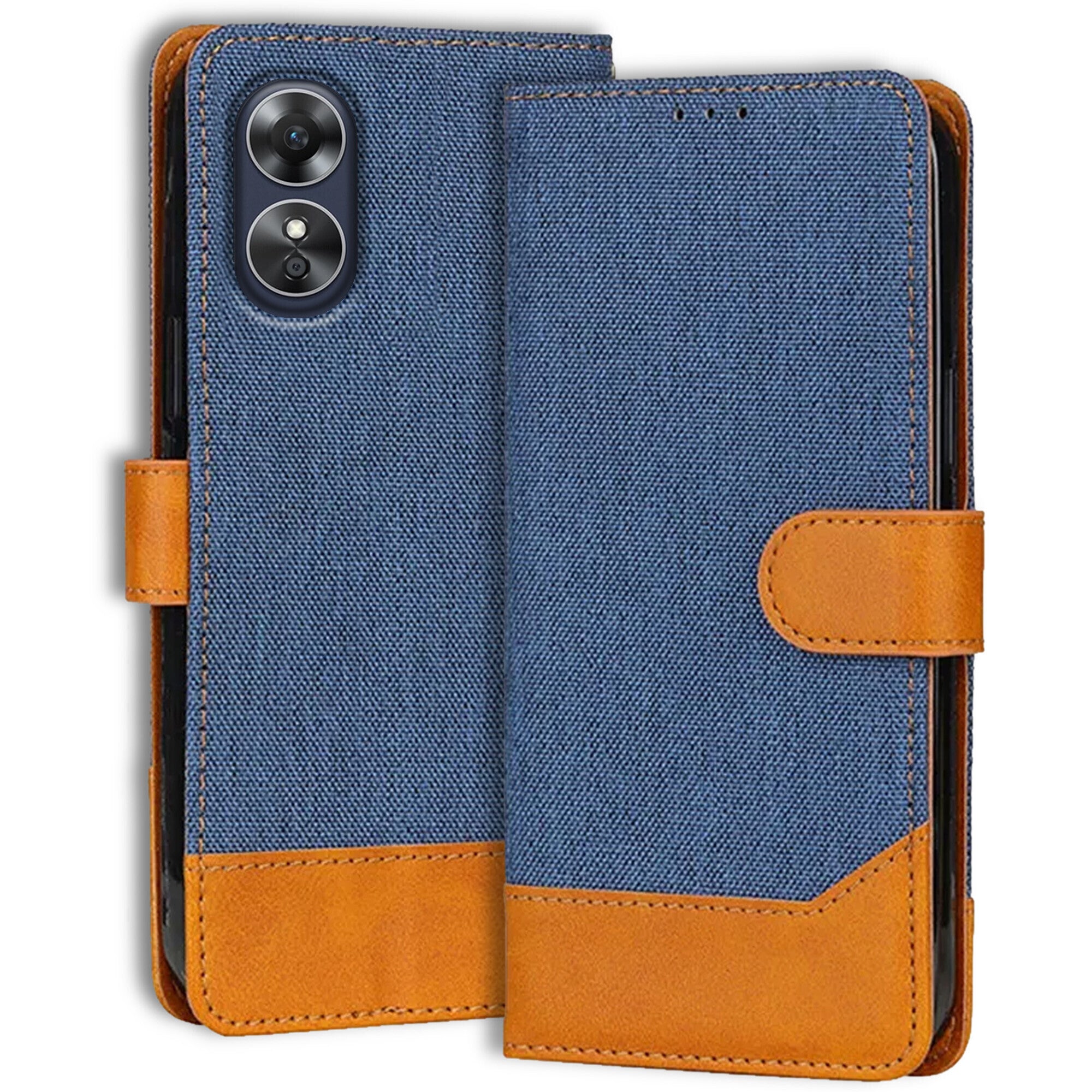 Accesorios Oppo A17 denim flip cover – Blue – Image 1 #color_blue