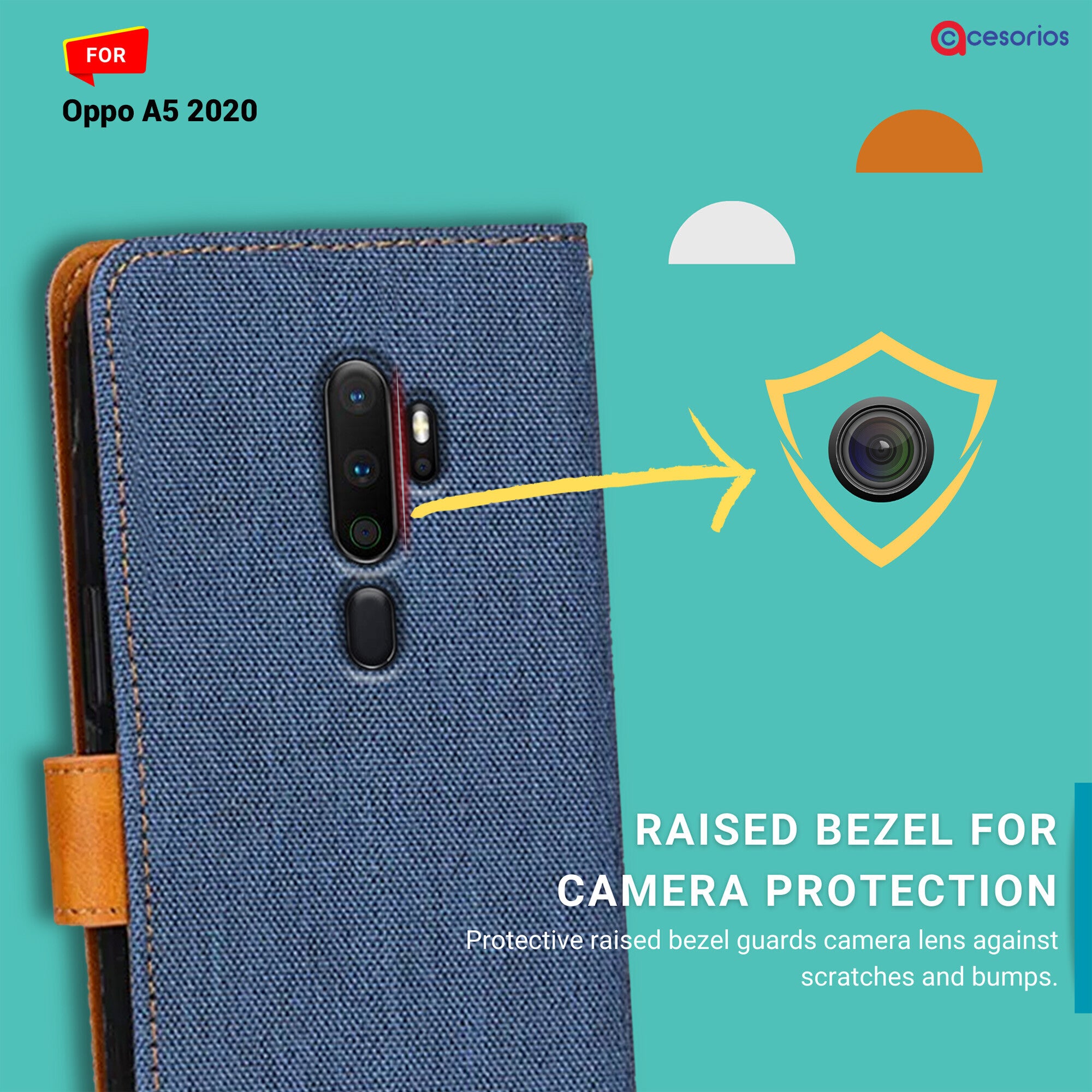 Accesorios Oppo A5 2020 denim flip cover – Blue – Image 2 #color_blue