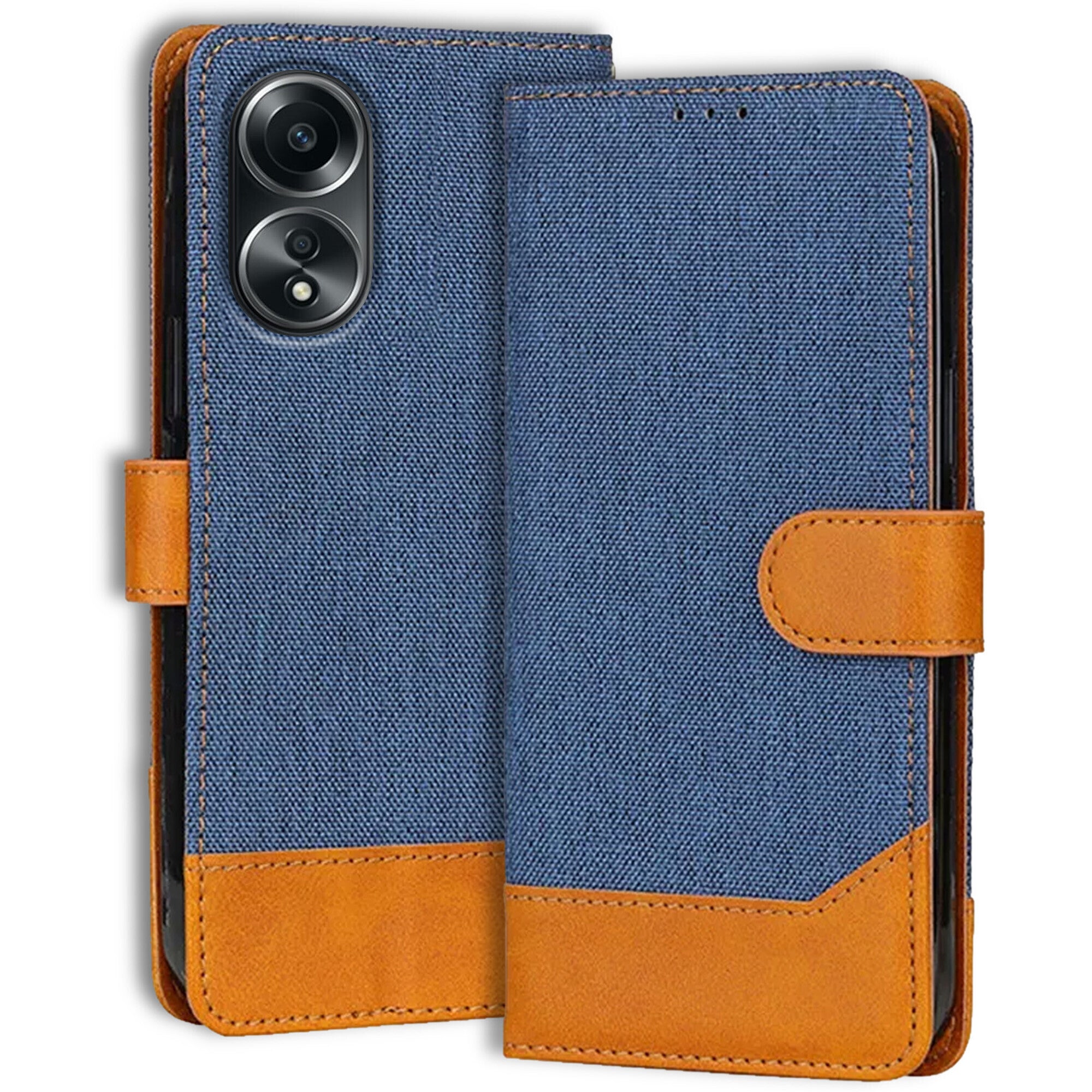 Accesorios Oppo A58 5G denim flip cover – Blue – Image 1 #color_blue