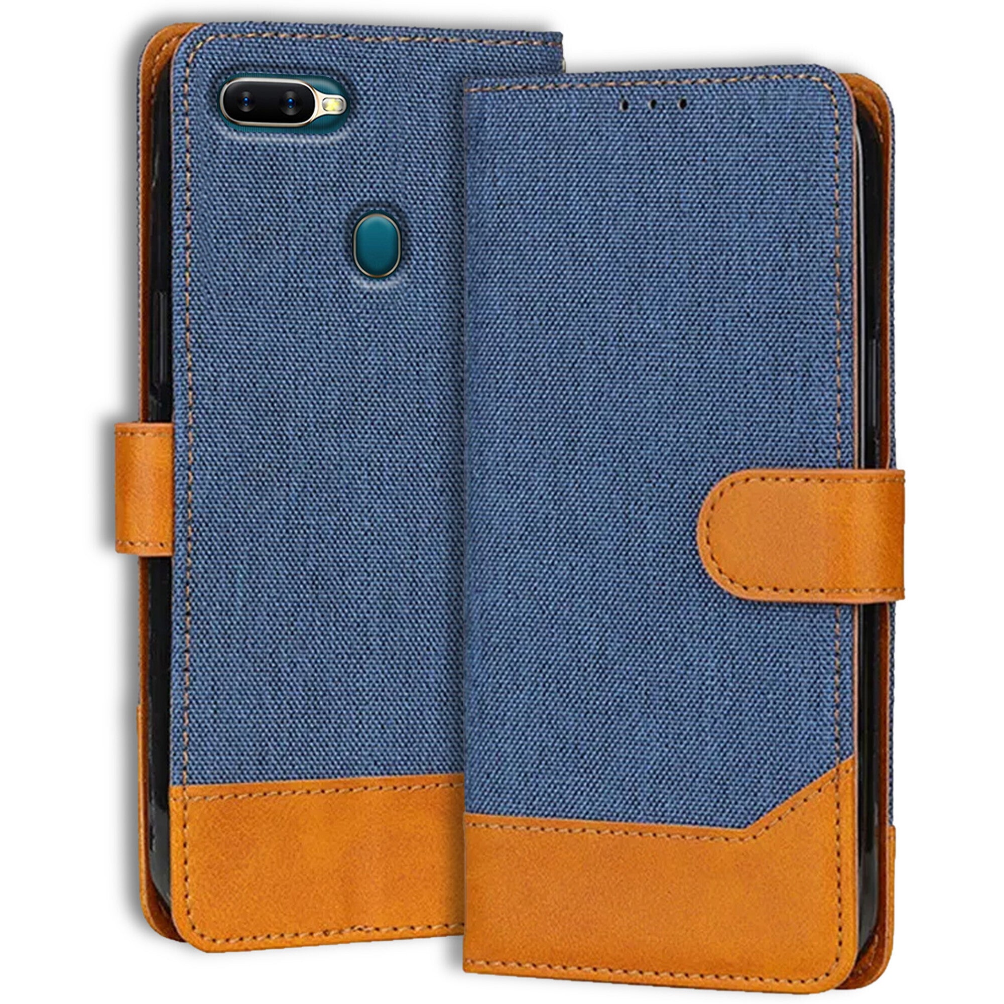 Accesorios Oppo A5S denim flip cover – Blue – Image 1 #color_blue