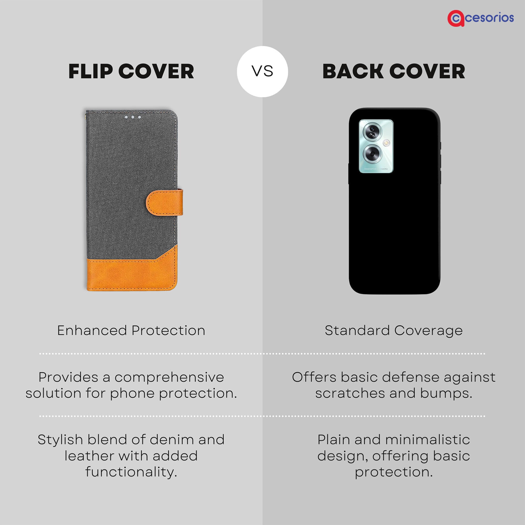 Accesorios Oppo A79 5G denim flip cover – Grey – Image 8 #color_grey