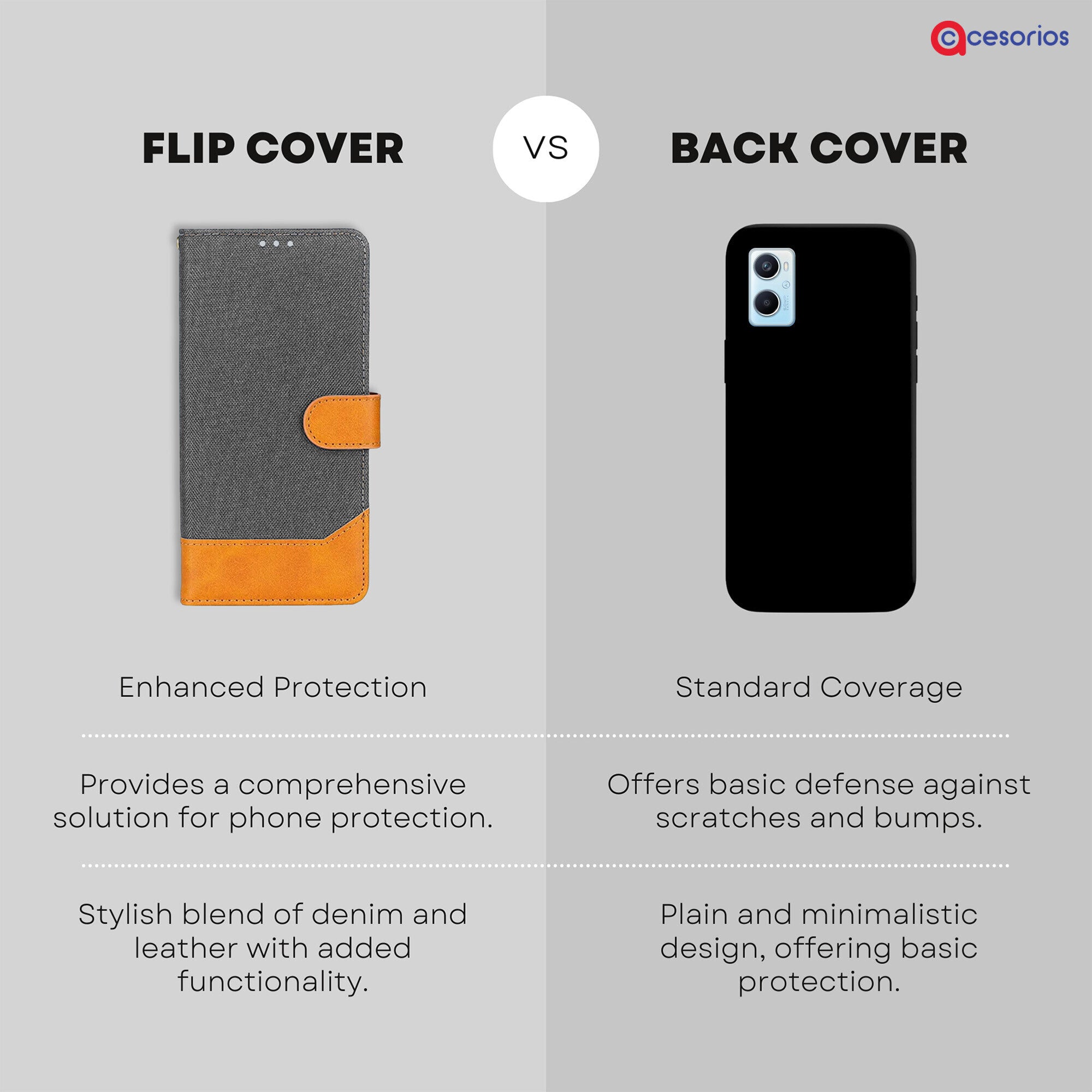 Accesorios Oppo A96 denim flip cover – Grey – Image 8 #color_grey