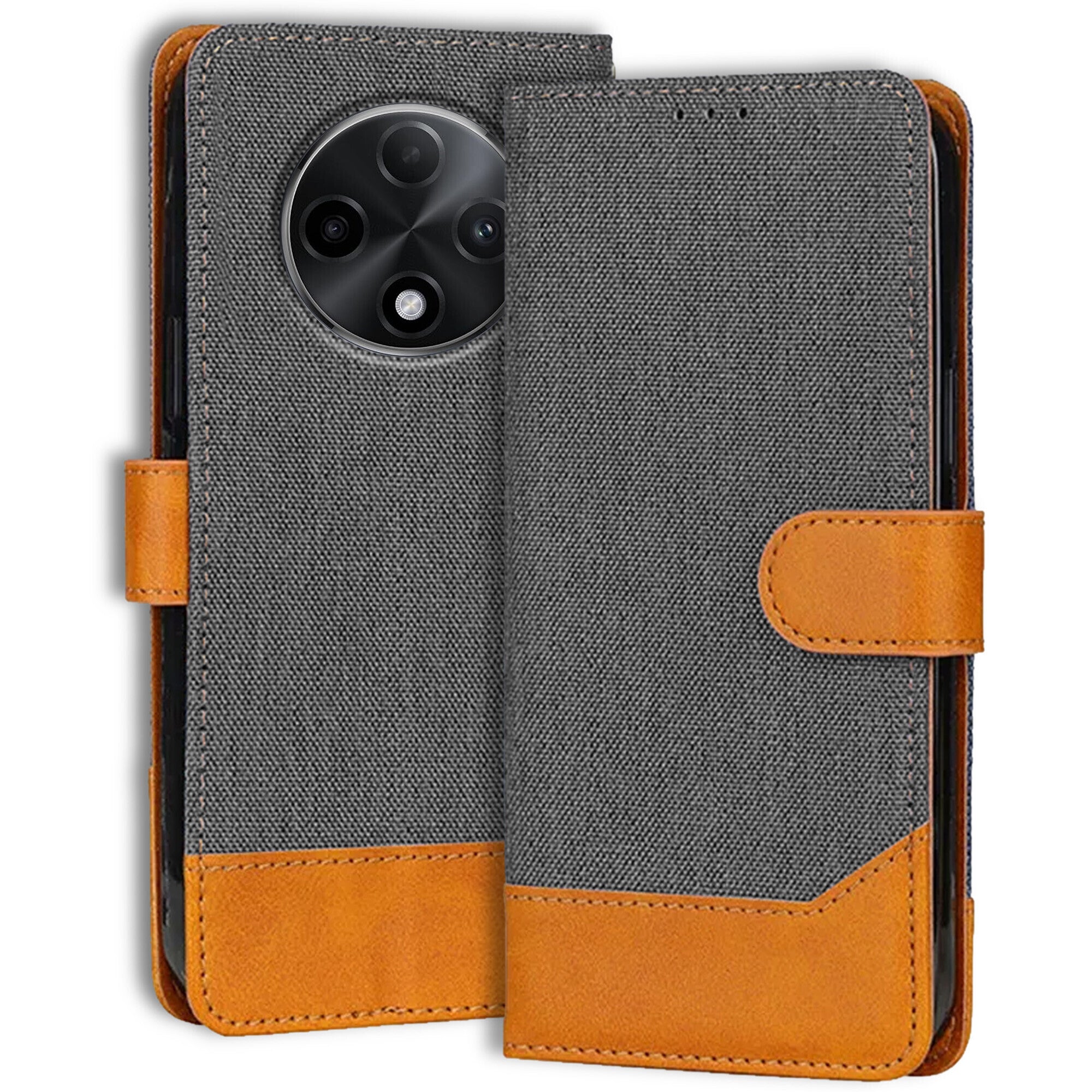 Accesorios Oppo F27 Pro Plus 5G denim flip cover – Grey – Image 1 #color_grey