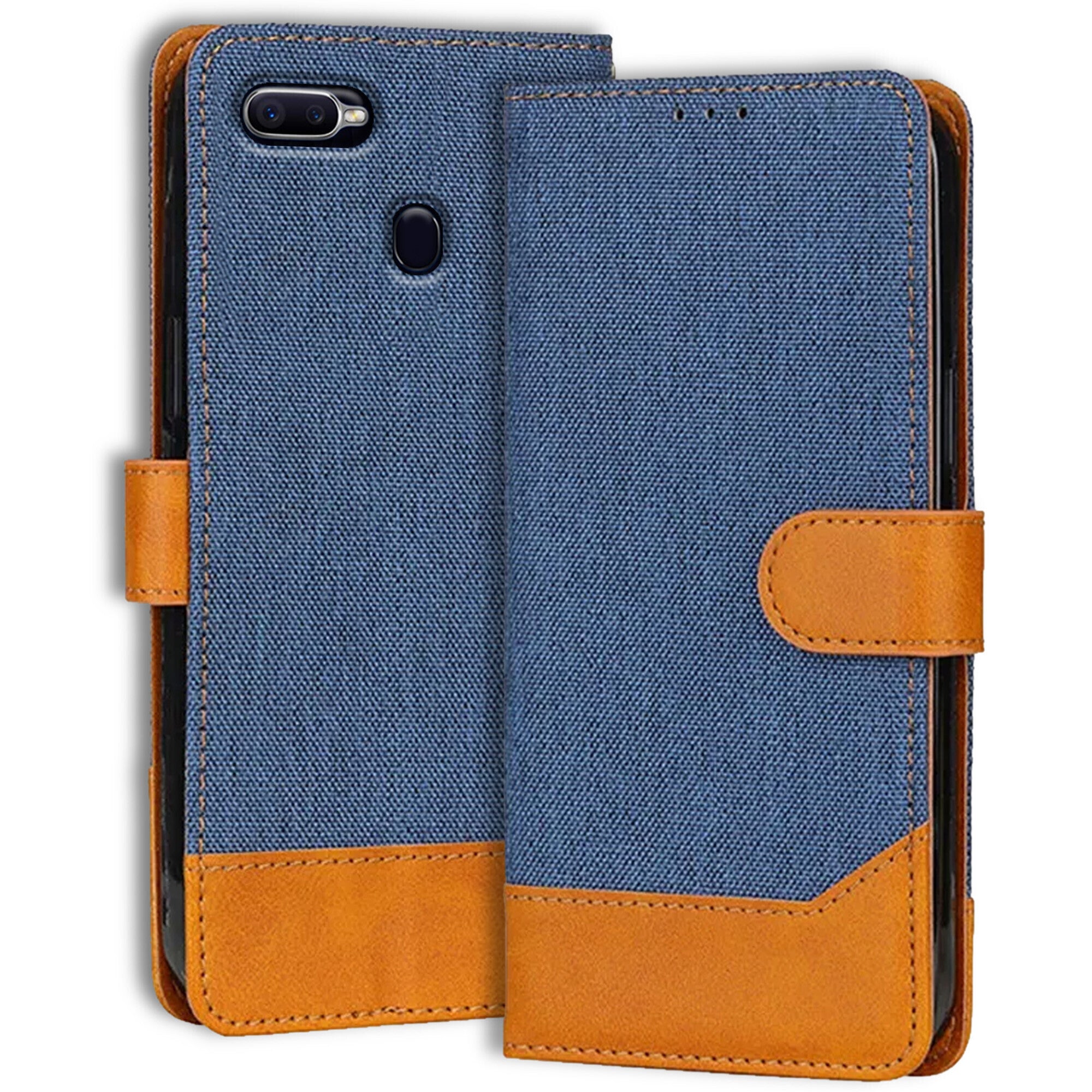 Accesorios Oppo F9 Pro denim flip cover – Blue – Image 1 #color_blue