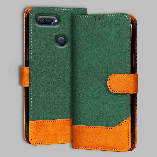 Oppo A12 Flip Cover — Chambray, Forest Green after a year of daily use