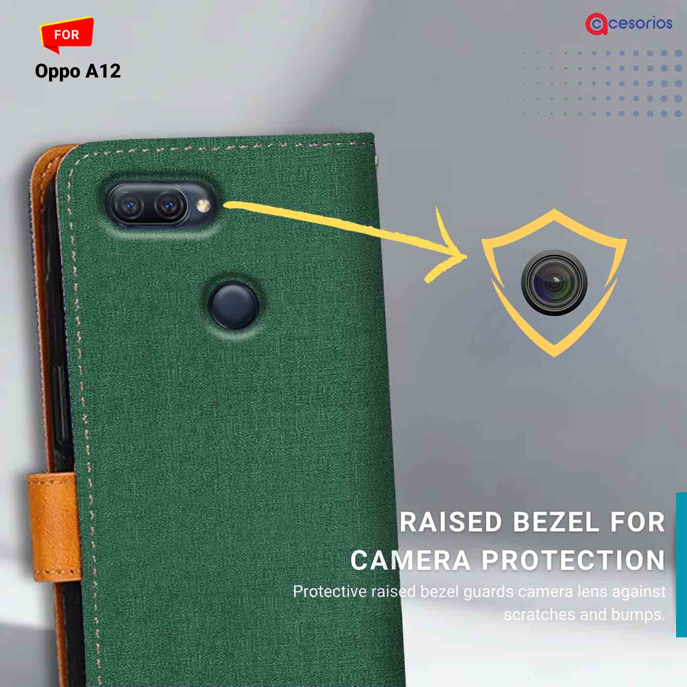 Canvas & Suede back panel — Oppo A12 in Green mobile case