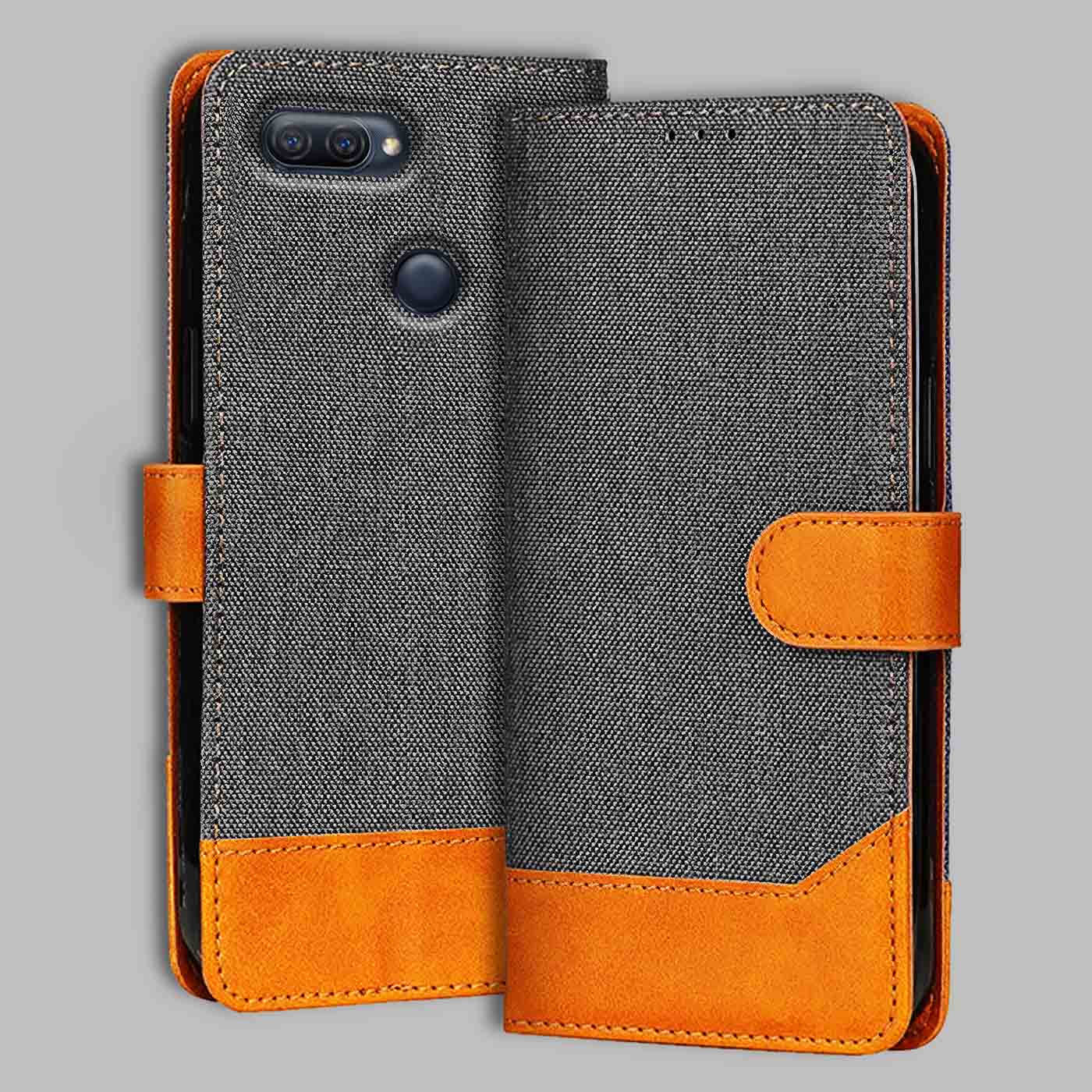 Accesorios Oppo A12 denim flip cover – Grey – Image 1 #color_