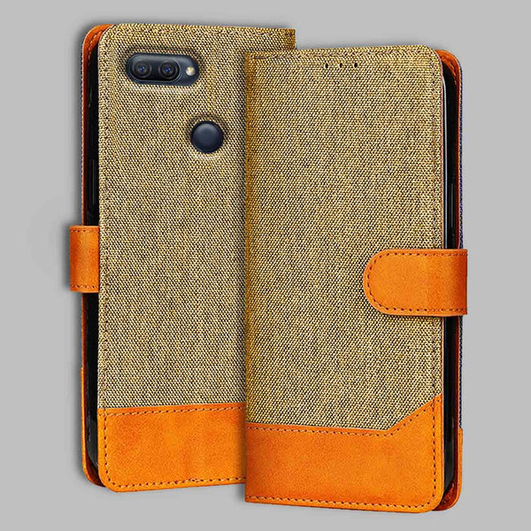 Oppo A12 Flip Cover — Denim, Camel Beige after a year of daily use