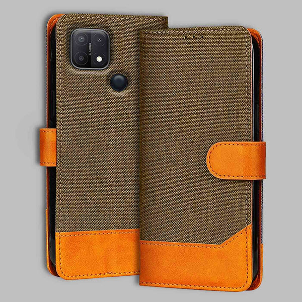 Oppo A15 Flip Cover — Denim, Walnut Brown after a year of daily use