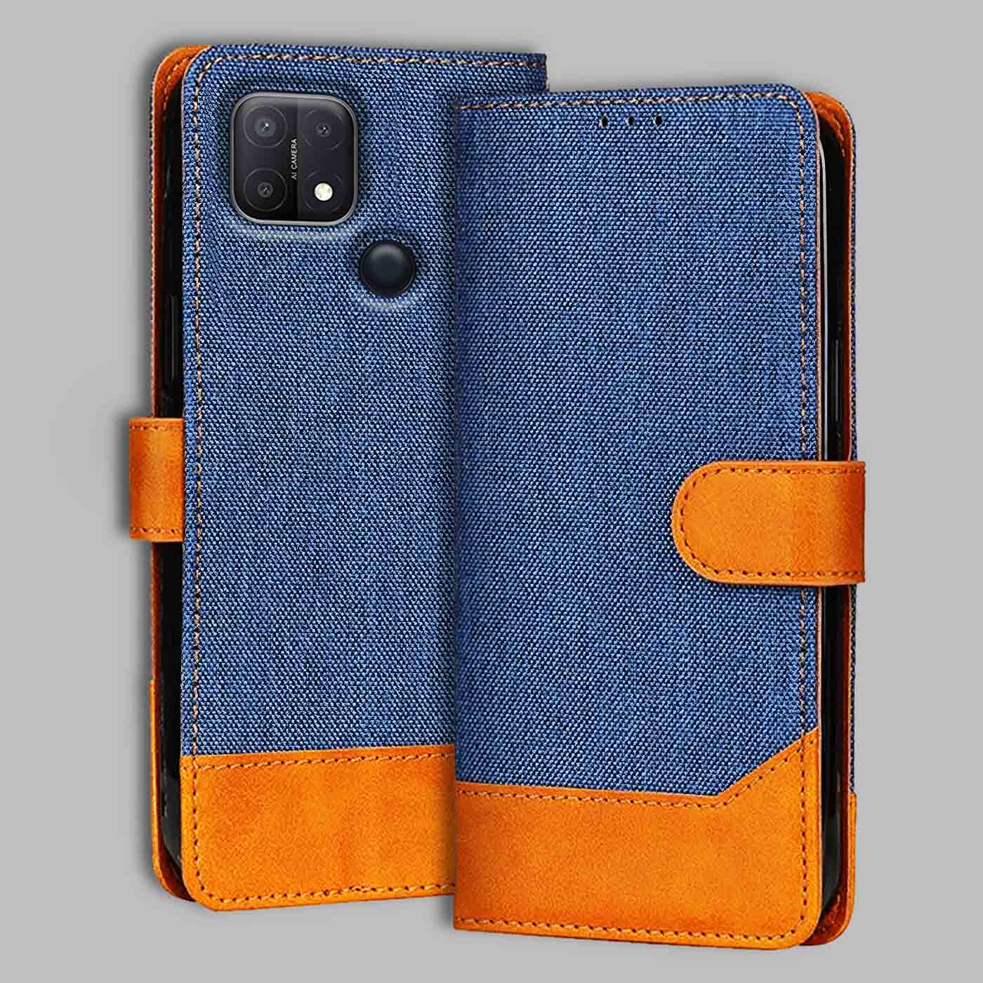 Accesorios Oppo A15S denim flip cover – Blue – Image 1 #color_