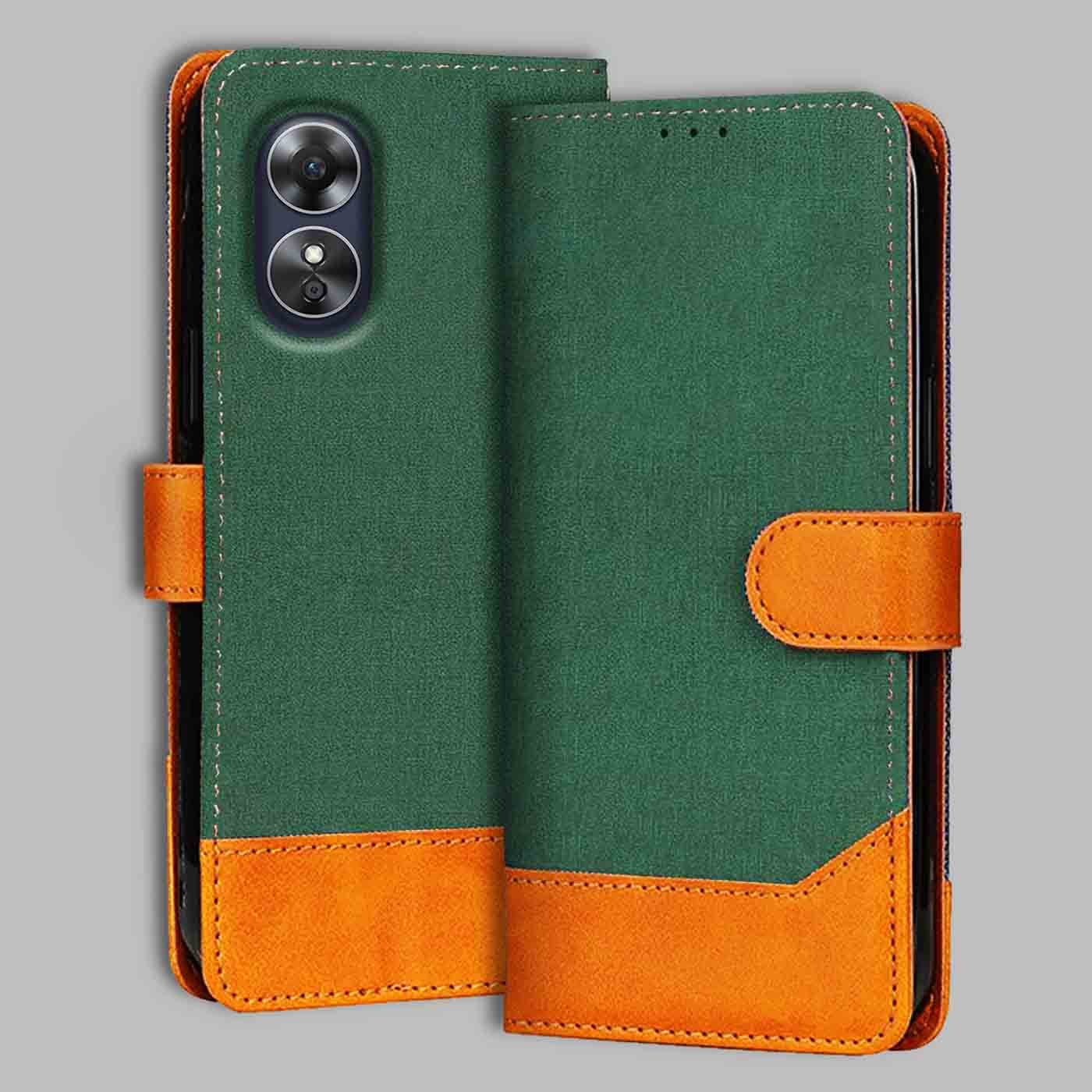 Accesorios Oppo A17 denim flip cover – Green – Image 1 #color_g