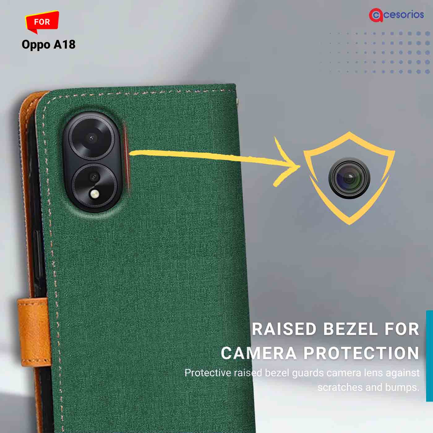 Accesorios Oppo A18 denim flip cover – Green – Image 2 #color_g